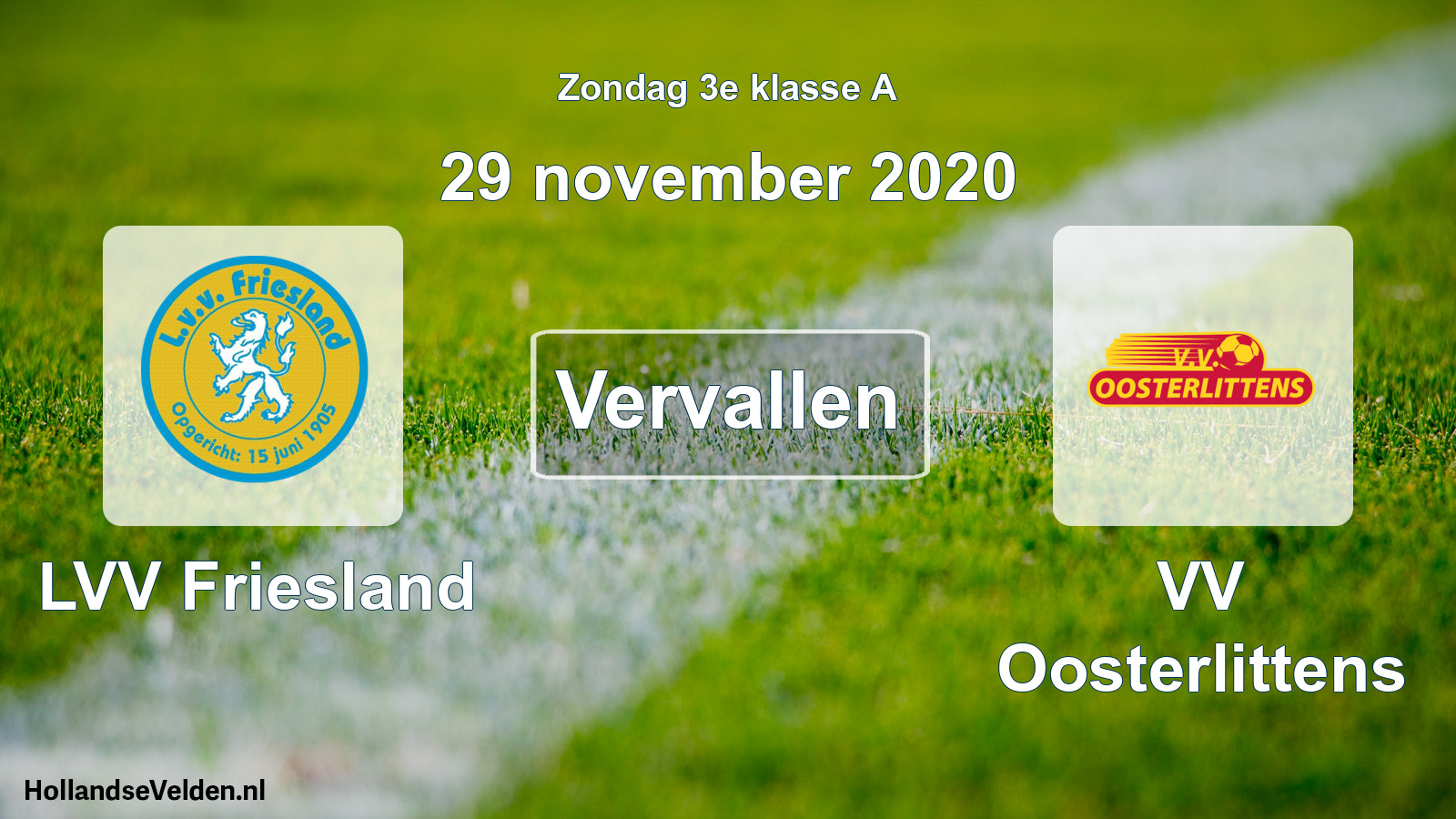 Scheduled Match: LVV Friesland - VV Oosterlittens (29 November 2020)