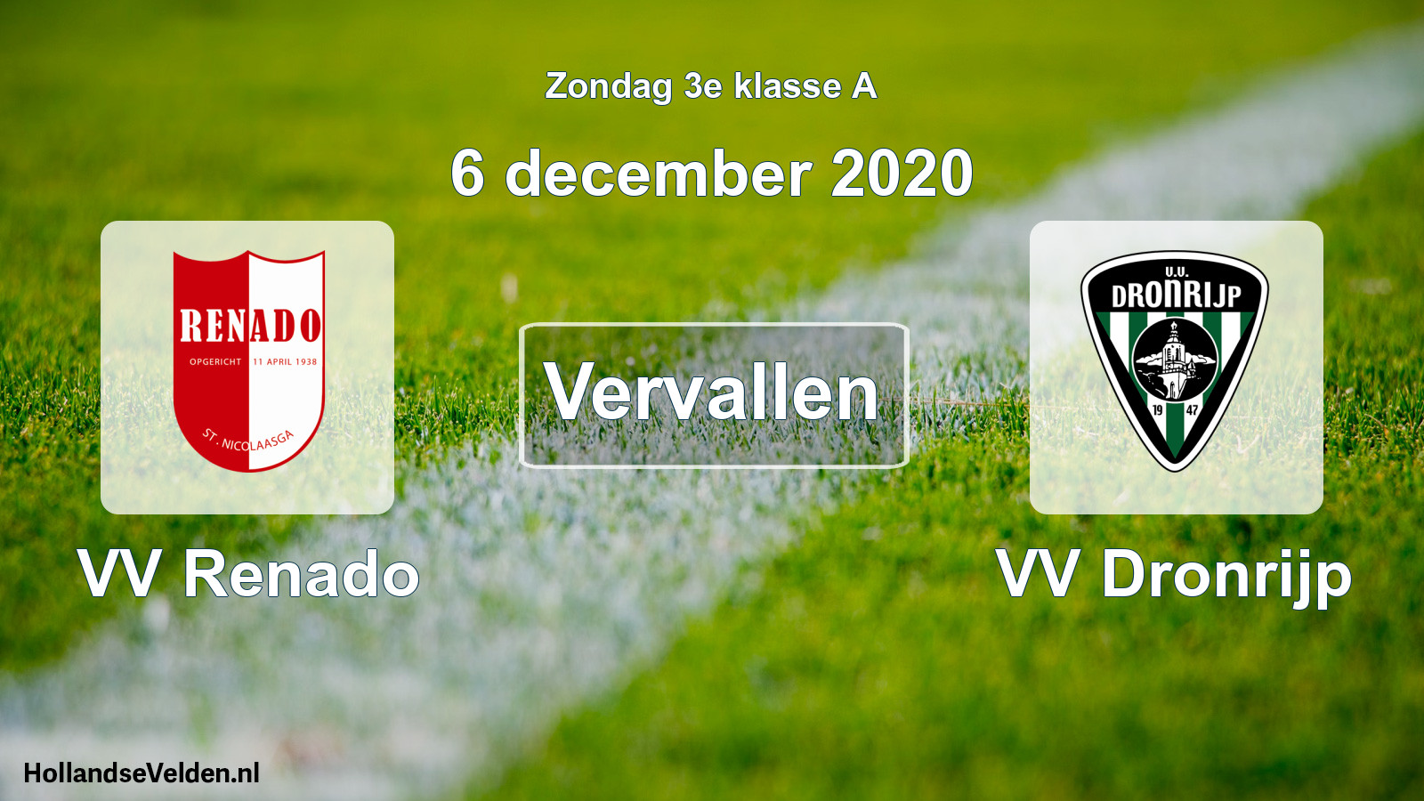 Scheduled Match: VV Renado - VV Dronrijp (6 December 2020)