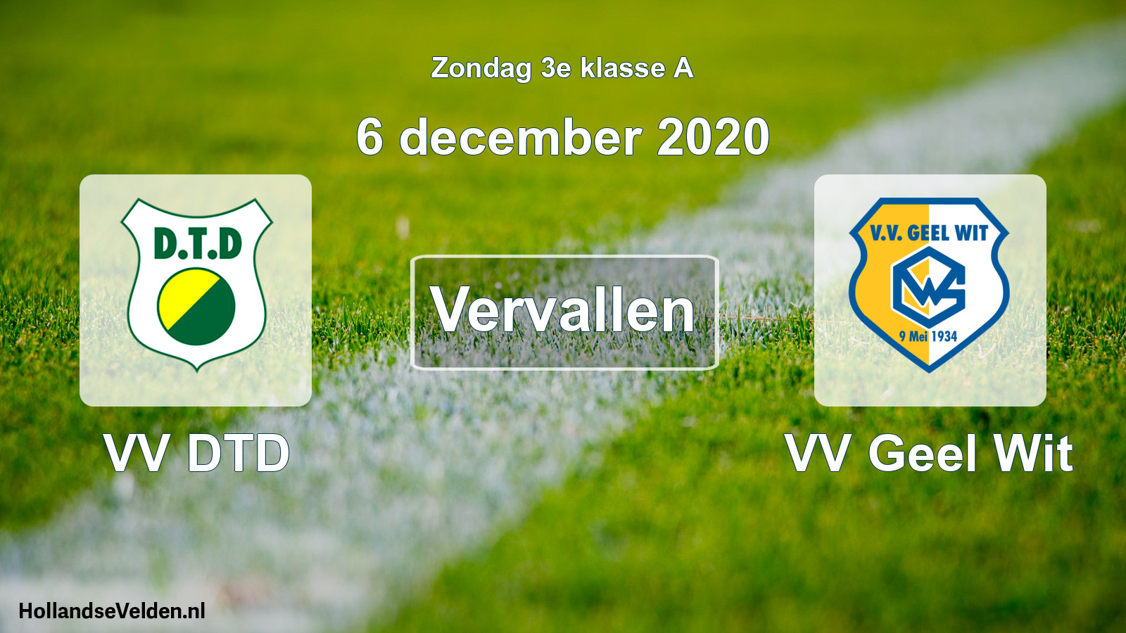 Scheduled Match: VV DTD - VV Geel Wit (6 December 2020)