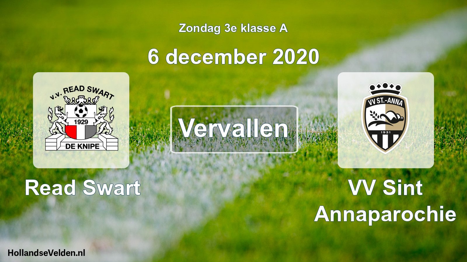 Scheduled Match: Read Swart - VV Sint Annaparochie (6 December 2020)