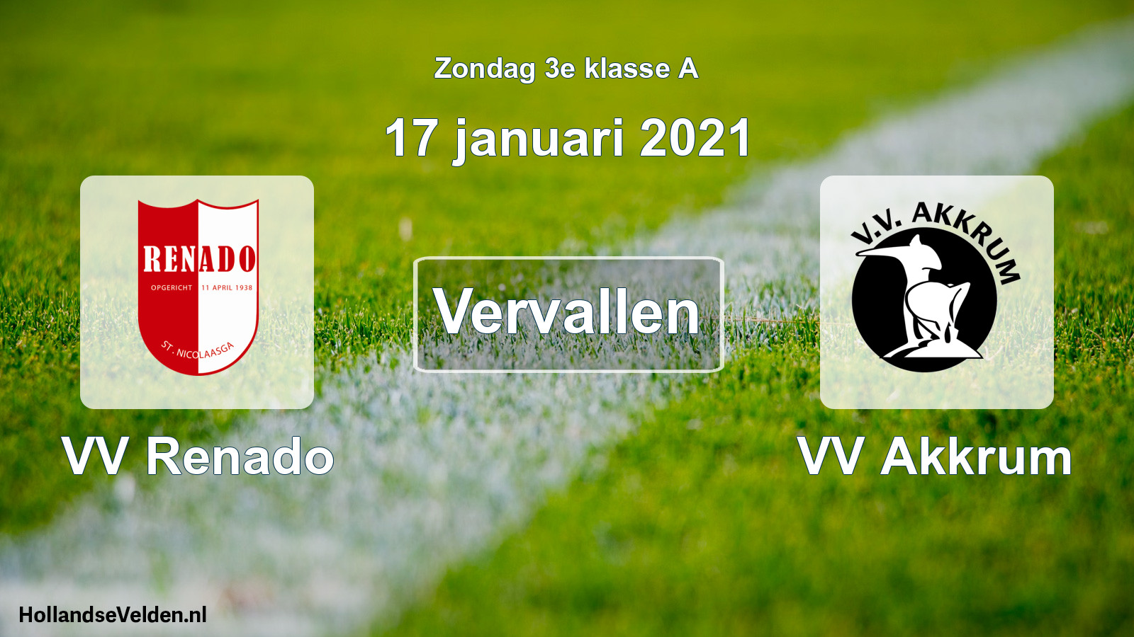Scheduled Match: VV Renado - VV Akkrum (17 January 2021)