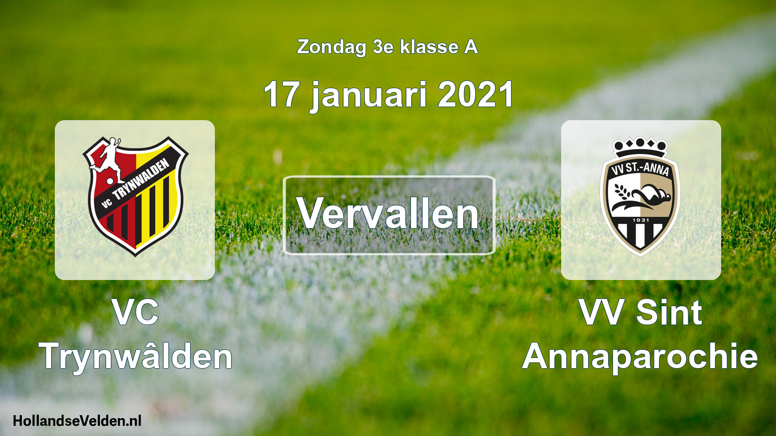 Scheduled Match: VC Trynwâlden - VV Sint Annaparochie (17 January 2021)