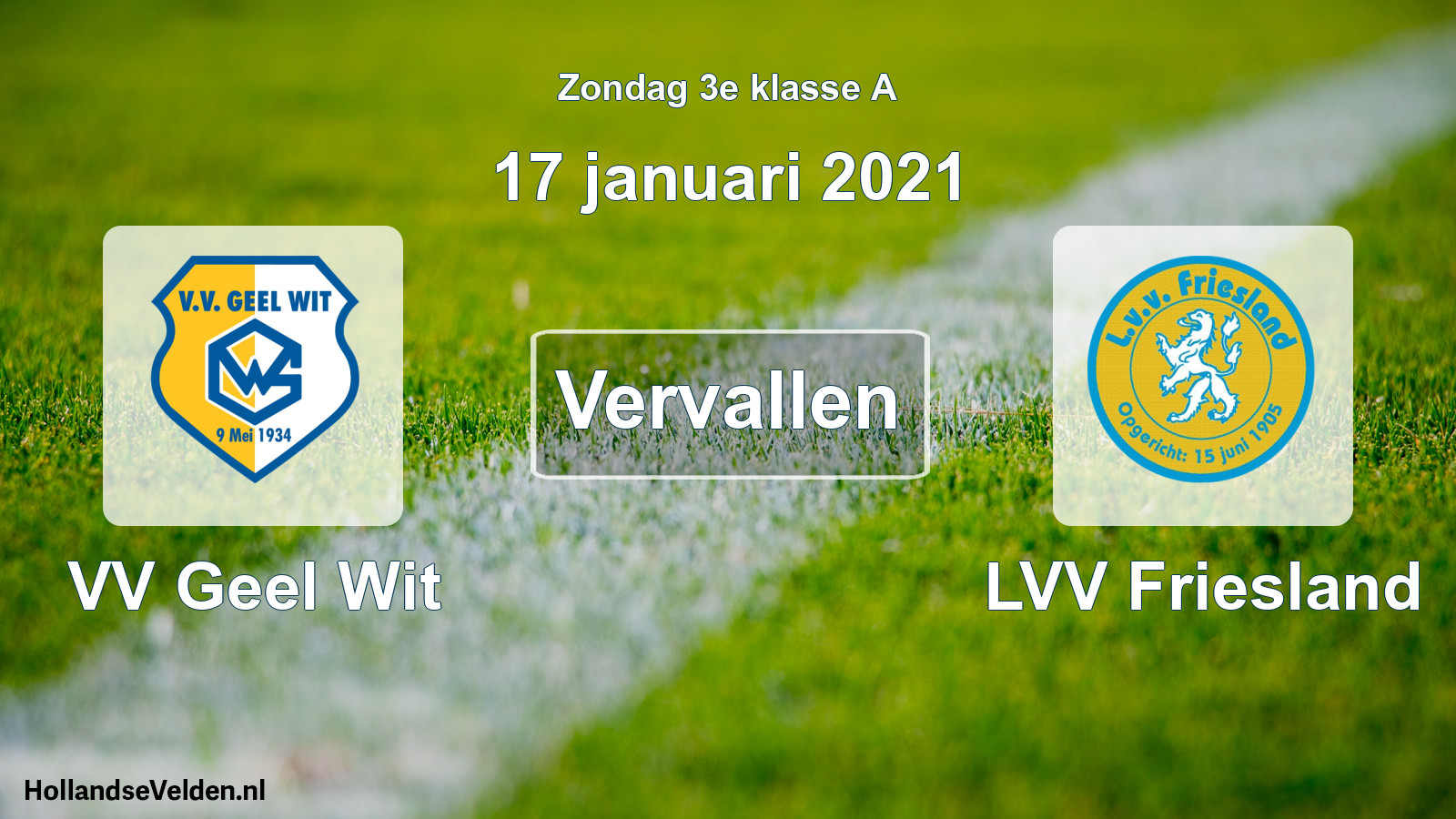 Scheduled Match: VV Geel Wit - LVV Friesland (17 January 2021)