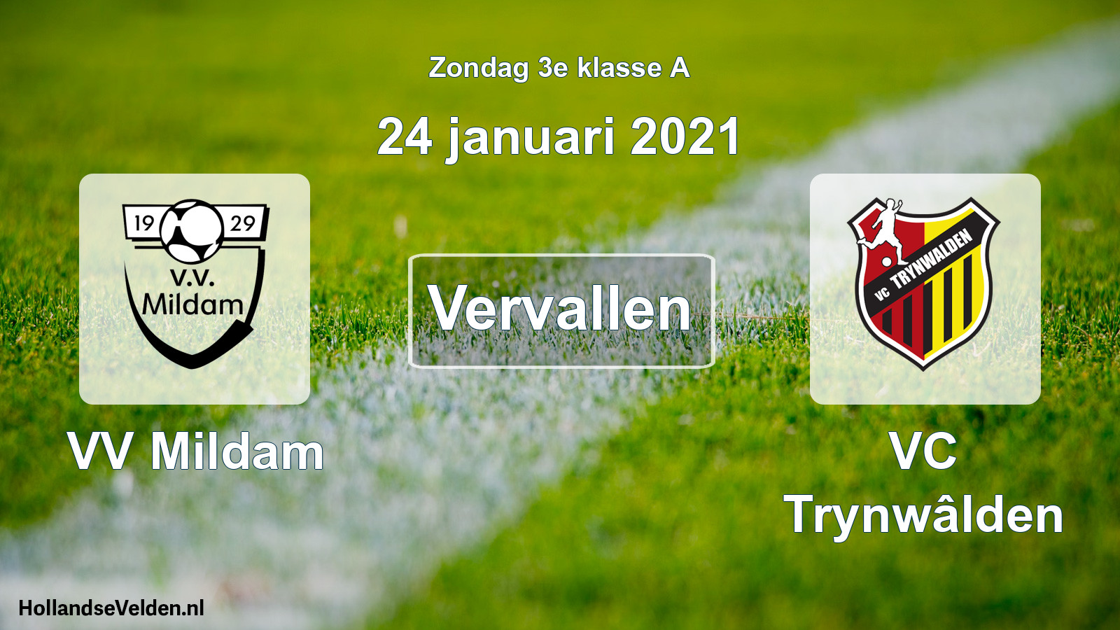 Scheduled Match: VV Mildam - VC Trynwâlden (24 January 2021)