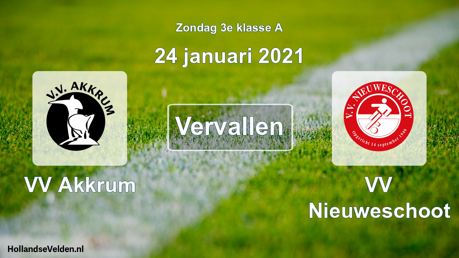Scheduled Match: VV Akkrum - VV Nieuweschoot (24 January 2021)