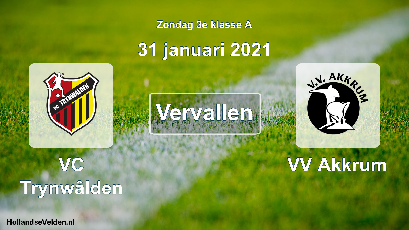 Scheduled Match: VC Trynwâlden - VV Akkrum (31 January 2021)