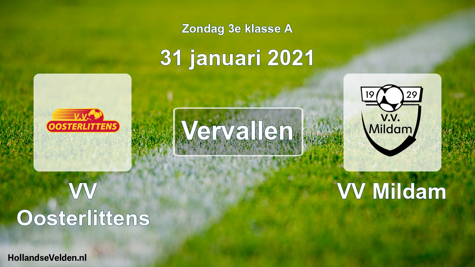 Scheduled Match: VV Oosterlittens - VV Mildam (31 January 2021)
