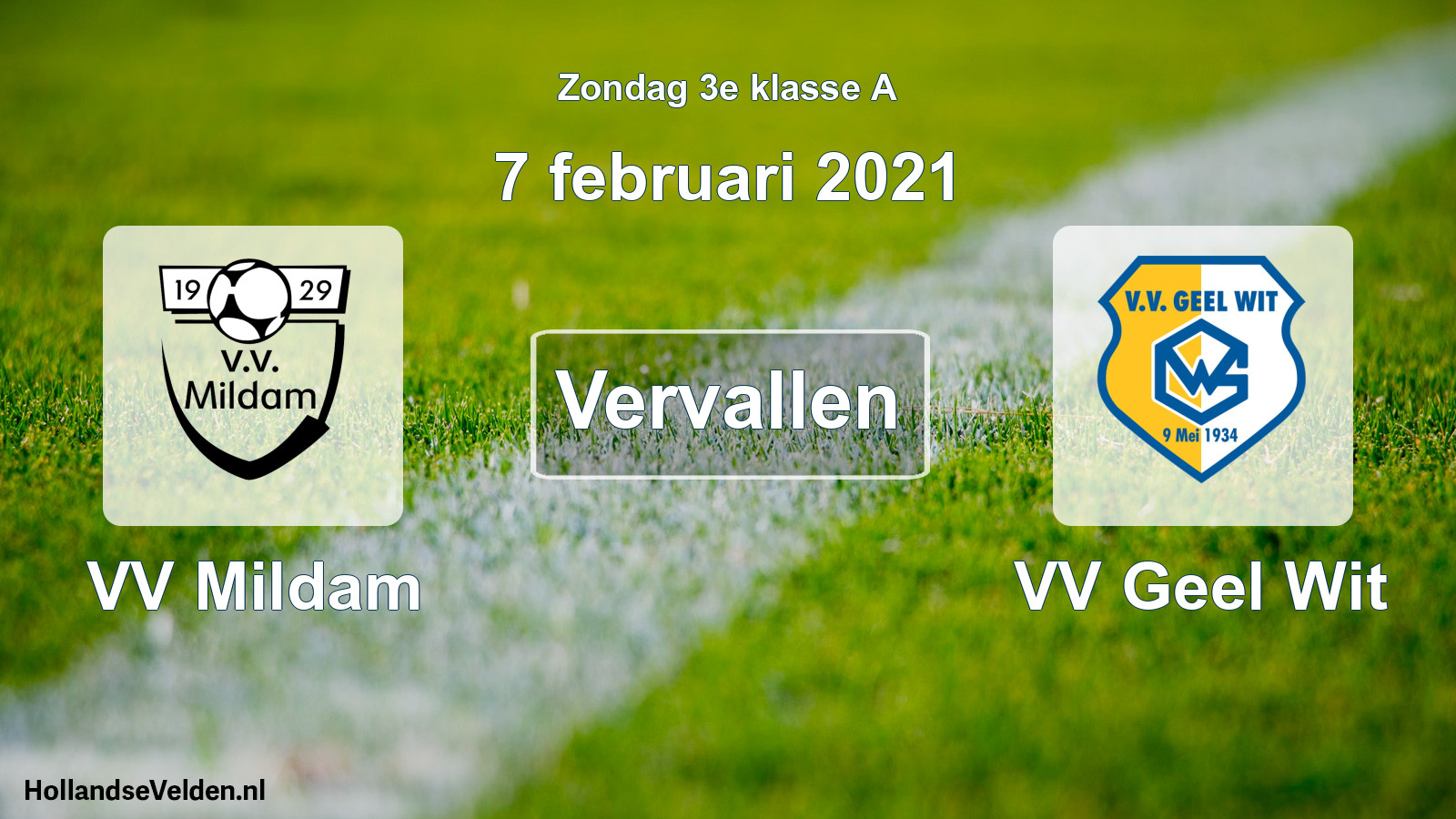 Scheduled Match: VV Mildam - VV Geel Wit (7 February 2021)