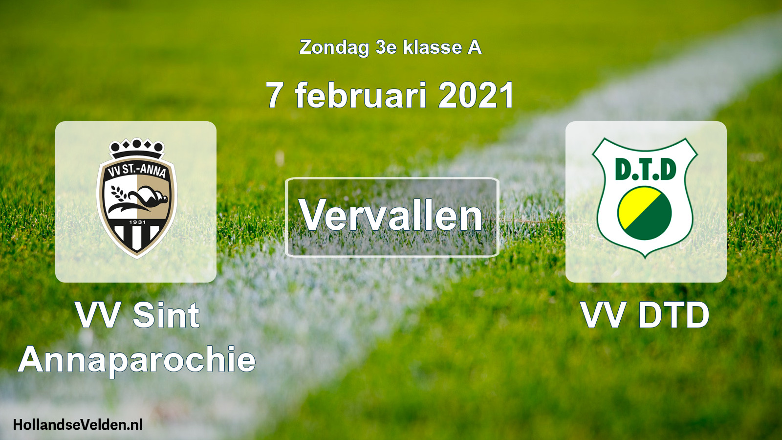 Scheduled Match: VV Sint Annaparochie - VV DTD (7 February 2021)