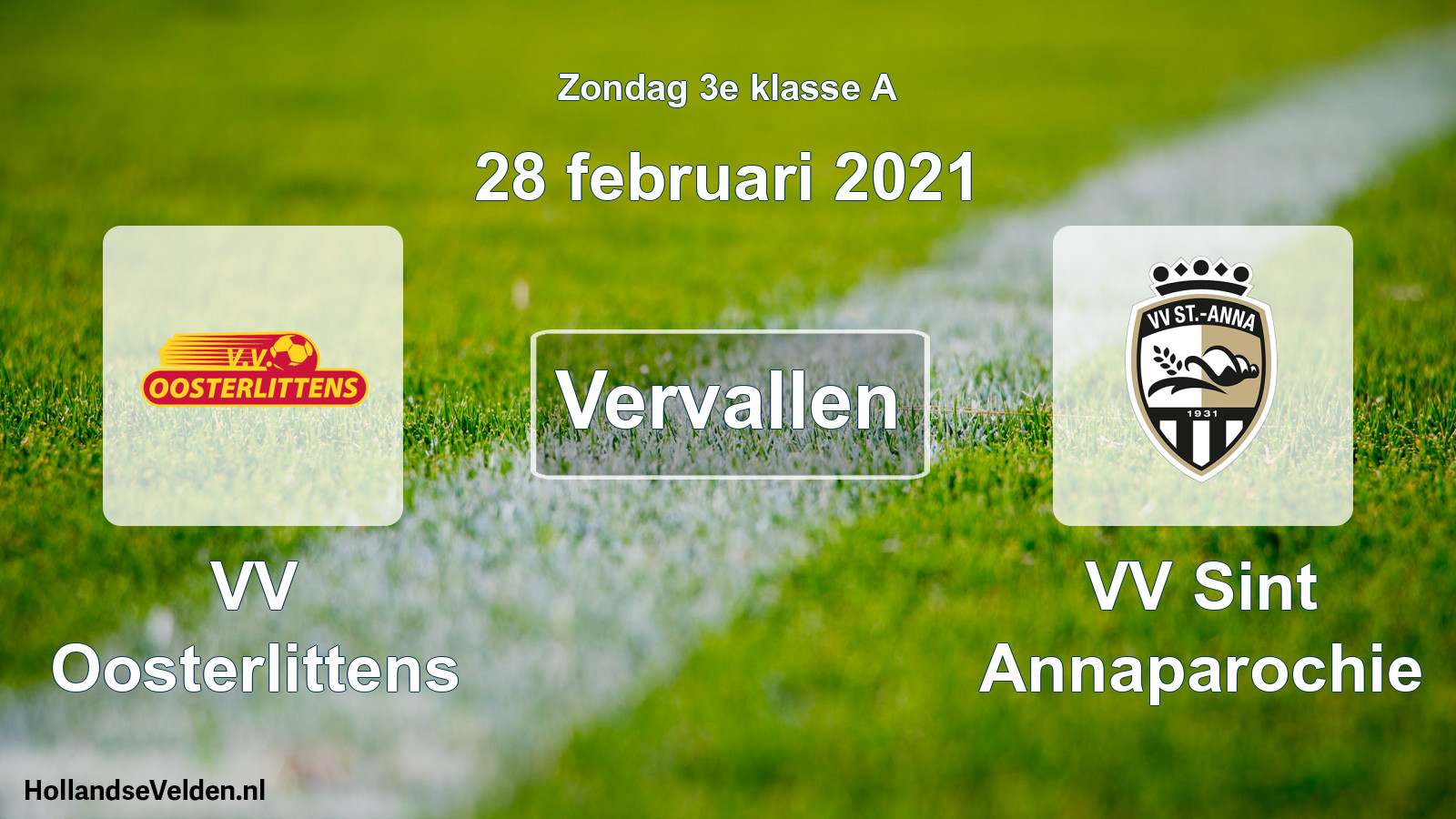 Scheduled Match: VV Oosterlittens - VV Sint Annaparochie (28 February 2021)