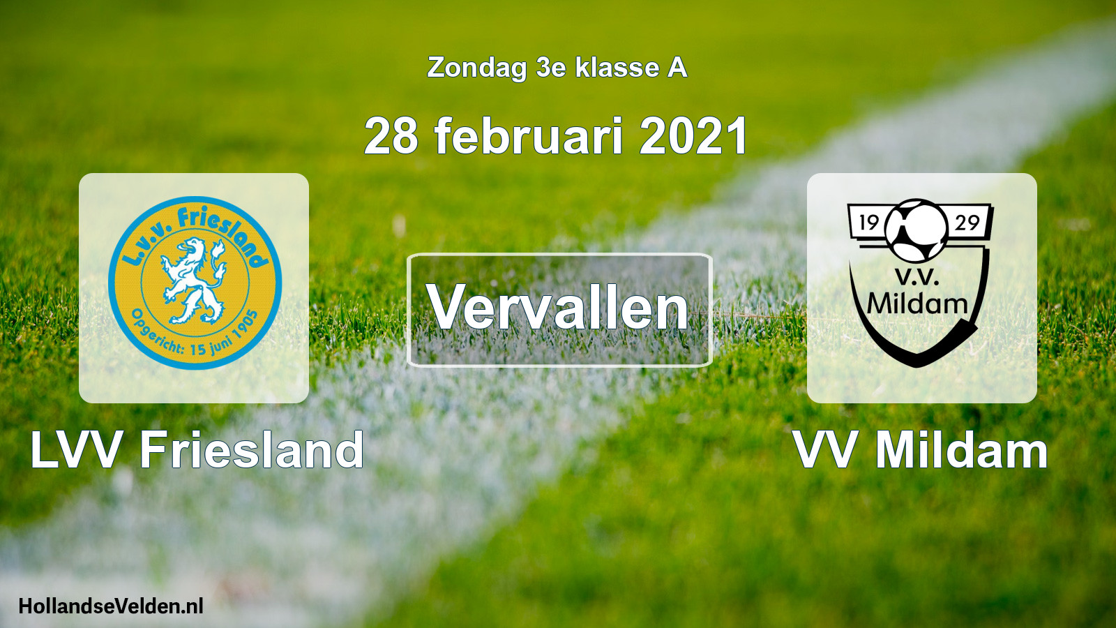 Scheduled Match: LVV Friesland - VV Mildam (28 February 2021)