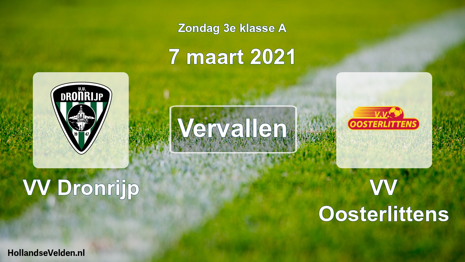 Scheduled Match: VV Dronrijp - VV Oosterlittens (7 March 2021)