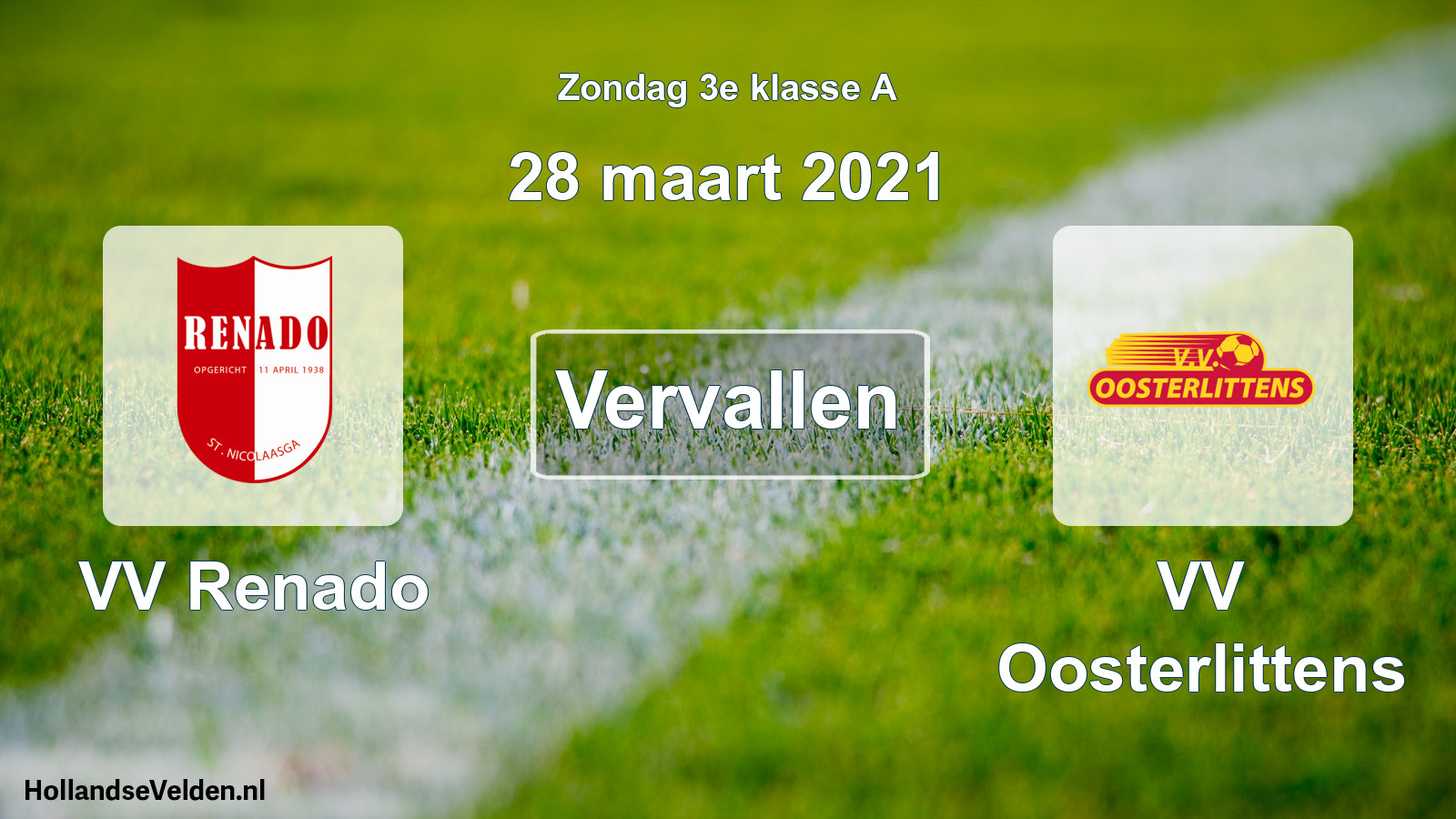 Scheduled Match: VV Renado - VV Oosterlittens (28 March 2021)