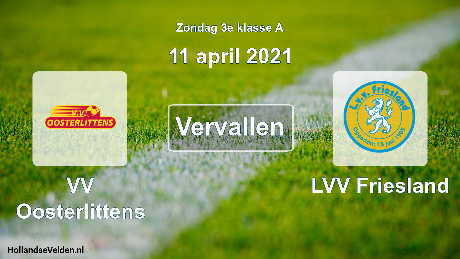 Scheduled Match: VV Oosterlittens - LVV Friesland (11 April 2021)