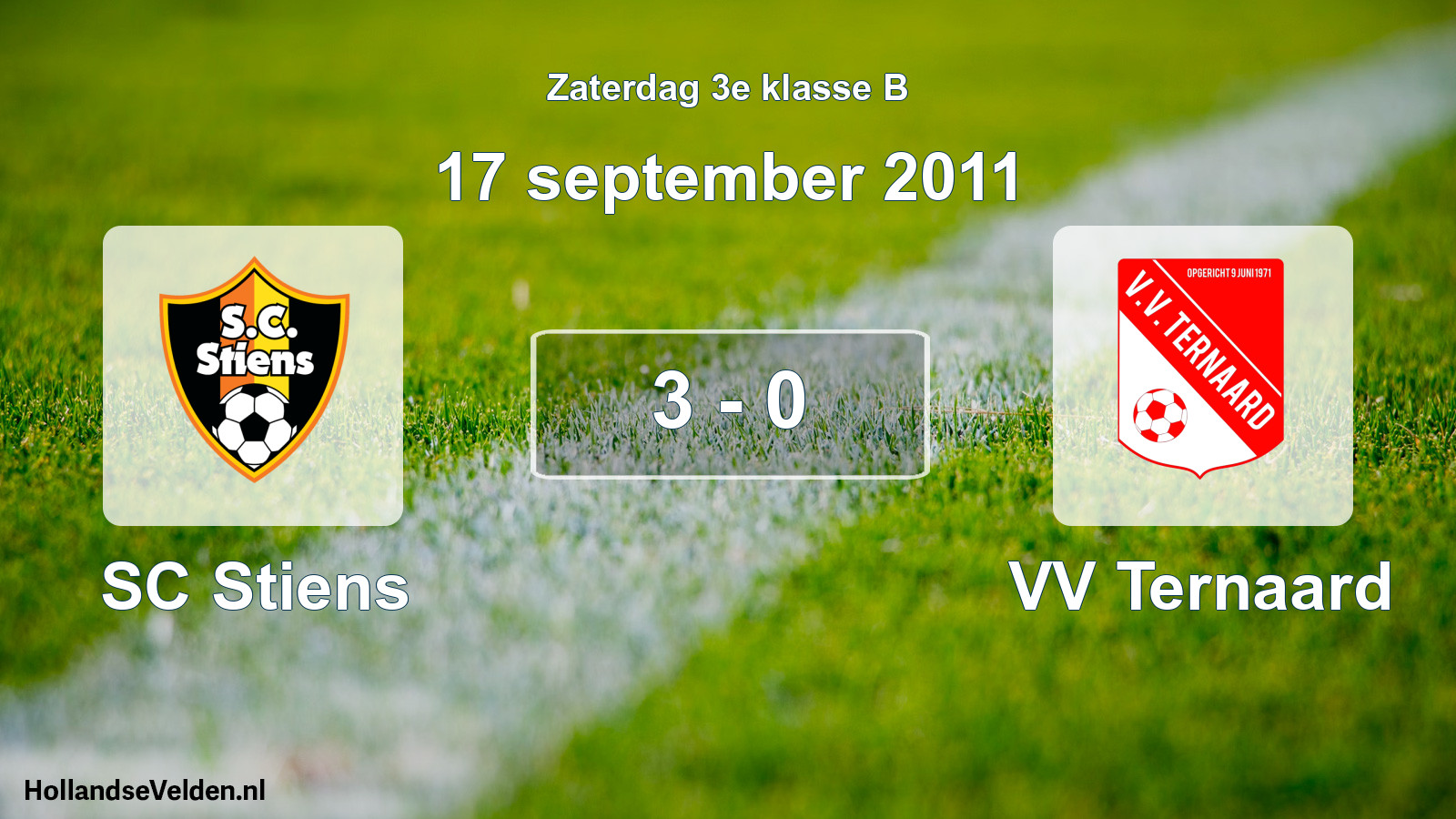 Total number of matches played: SC Stiens - VV Ternaard 3 - 0 (17 September 2011)