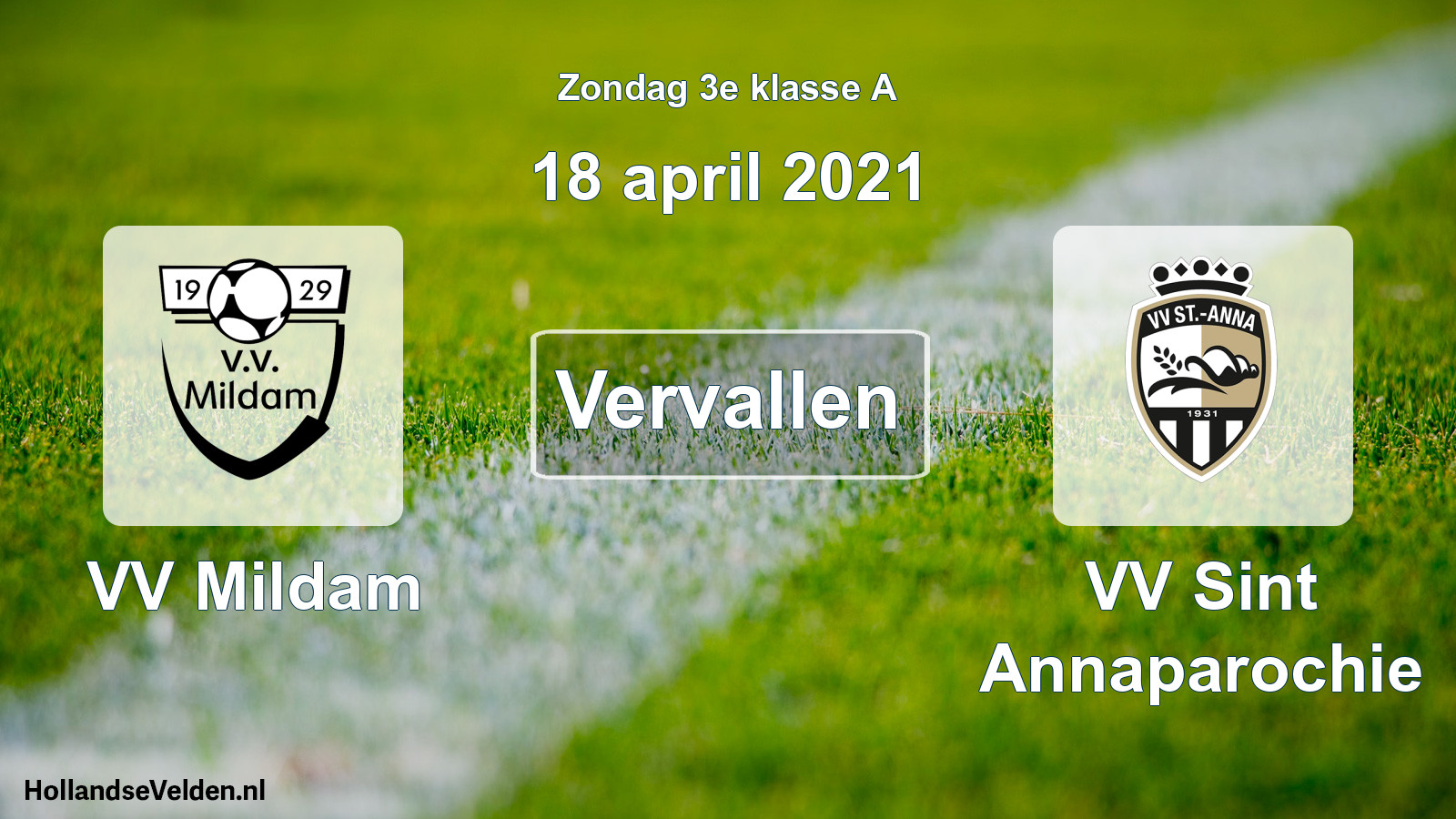 Scheduled Match: VV Mildam - VV Sint Annaparochie (18 April 2021)