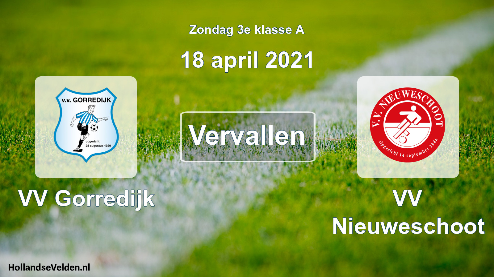 Scheduled Match: VV Gorredijk - VV Nieuweschoot (18 April 2021)