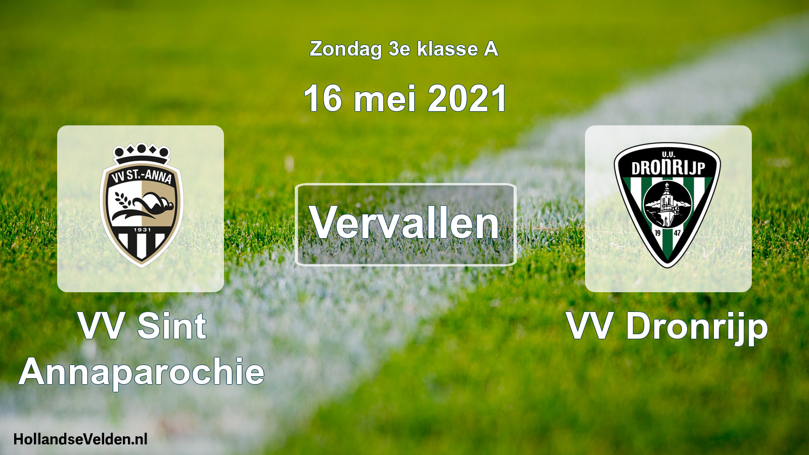 Scheduled Match: VV Sint Annaparochie - VV Dronrijp (16 May 2021)