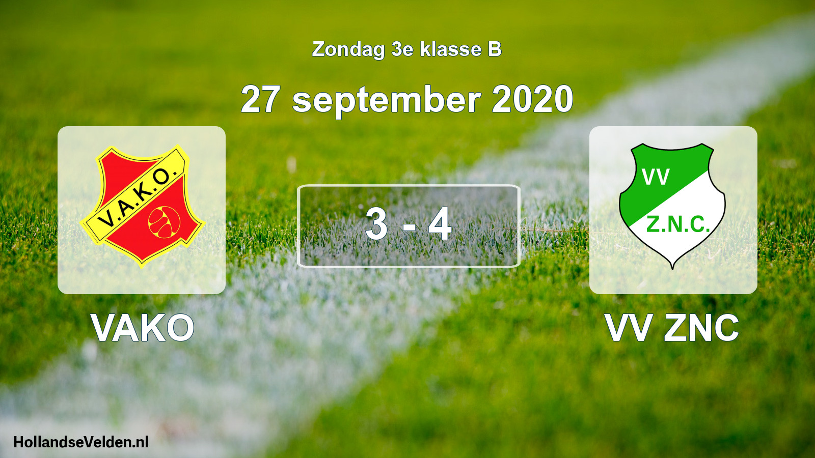 Total number of matches played: VAKO - VV ZNC 3 - 4 (27 September 2020)