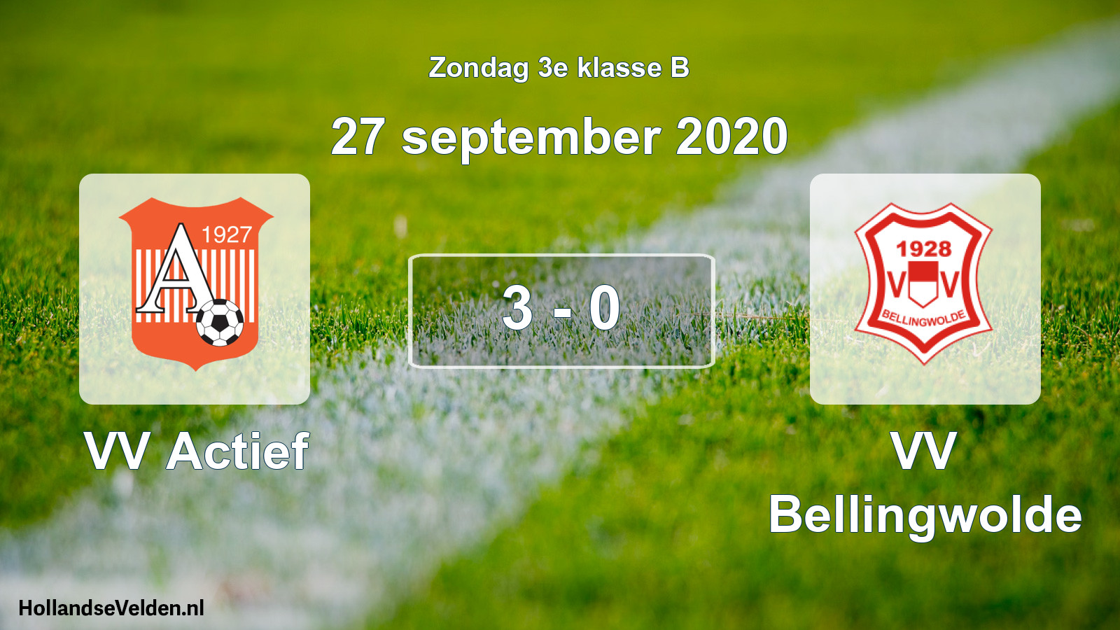 Total number of matches played: VV Actief - VV Bellingwolde 3 - 0 (27 September 2020)
