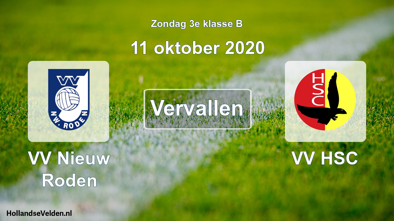 Scheduled Match: VV Nieuw Roden - VV HSC (11 October 2020)