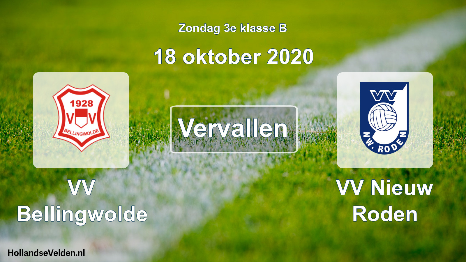 Scheduled Match: VV Bellingwolde - VV Nieuw Roden (18 October 2020)