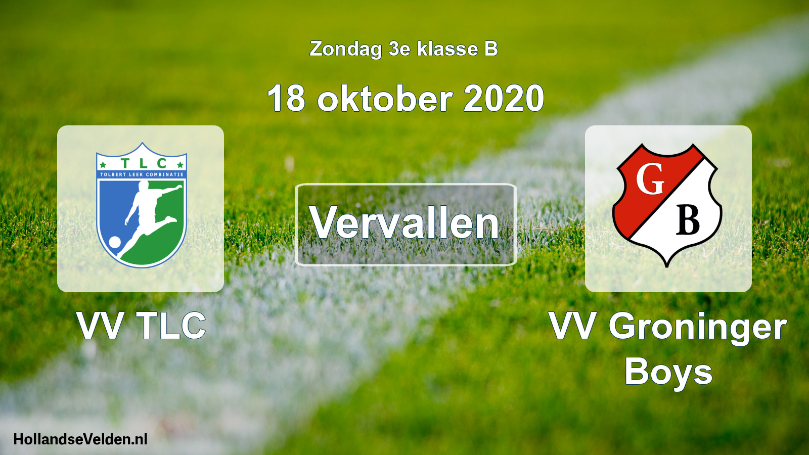 Scheduled Match: VV TLC - VV Groninger Boys (18 October 2020)