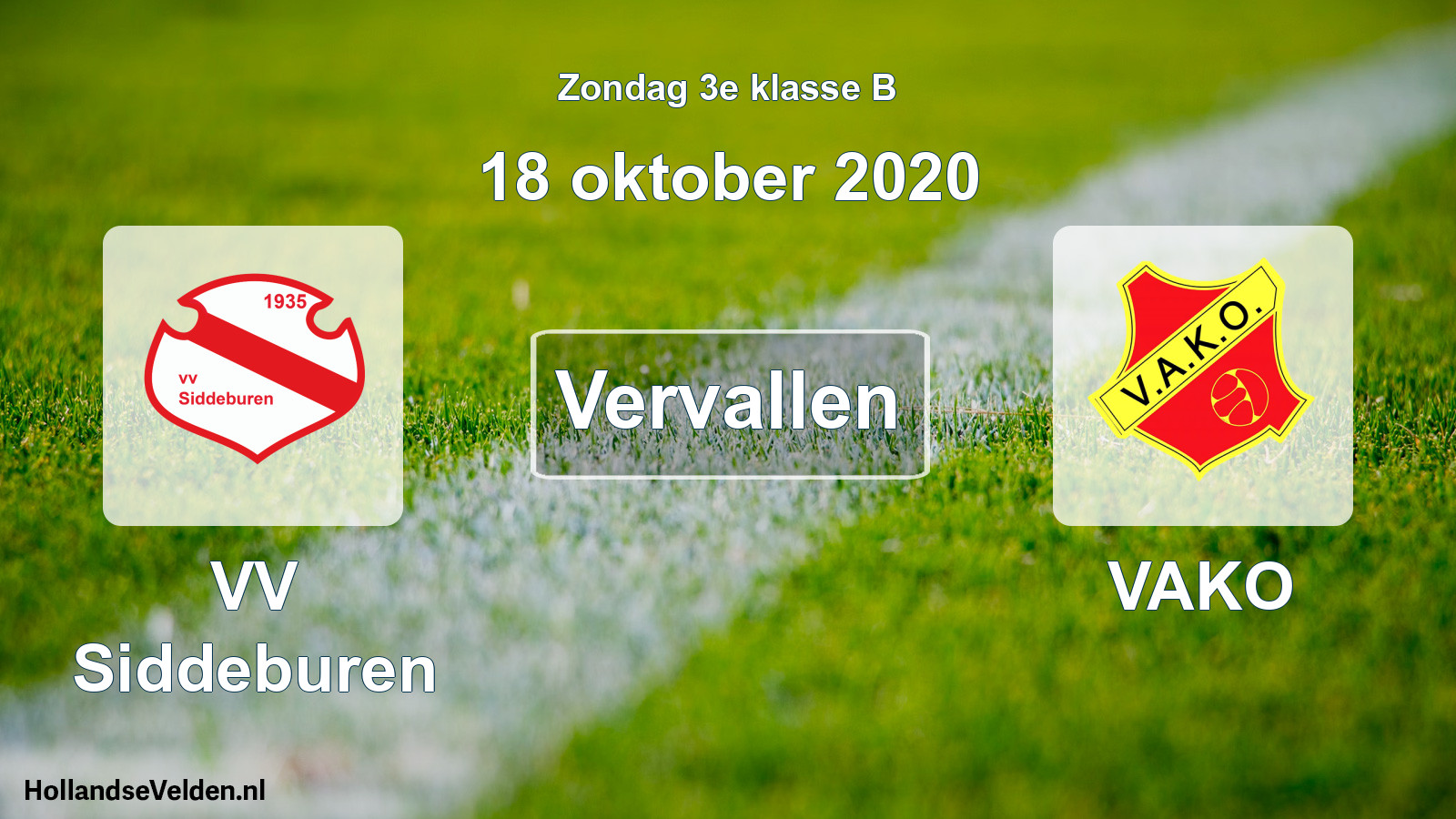 Scheduled Match: VV Siddeburen - VAKO (18 October 2020)