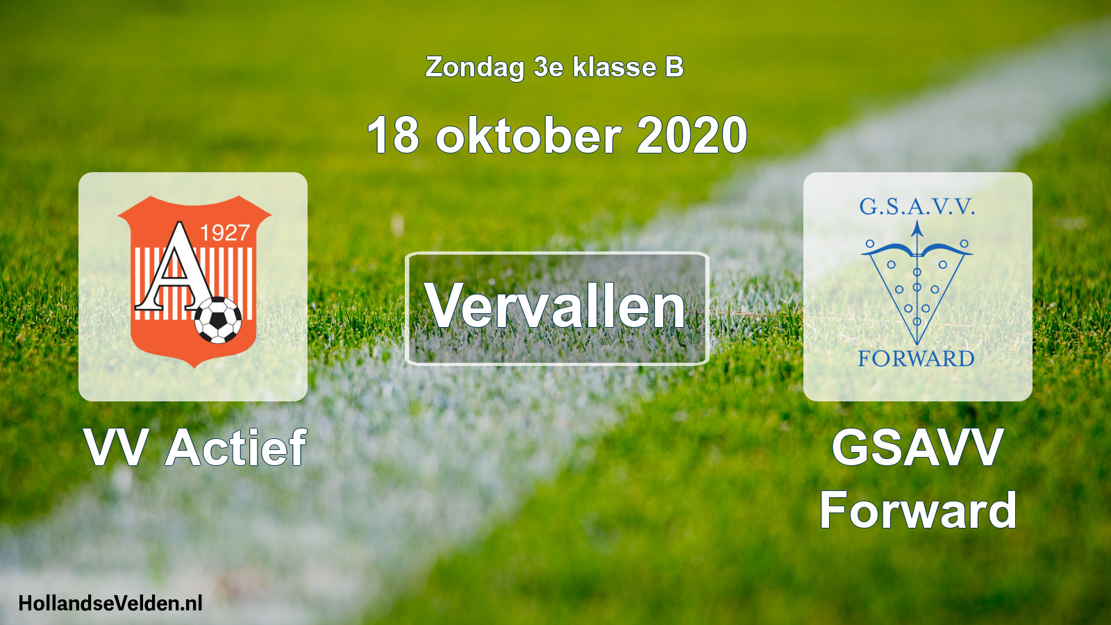 Scheduled Match: VV Actief - GSAVV Forward (18 October 2020)