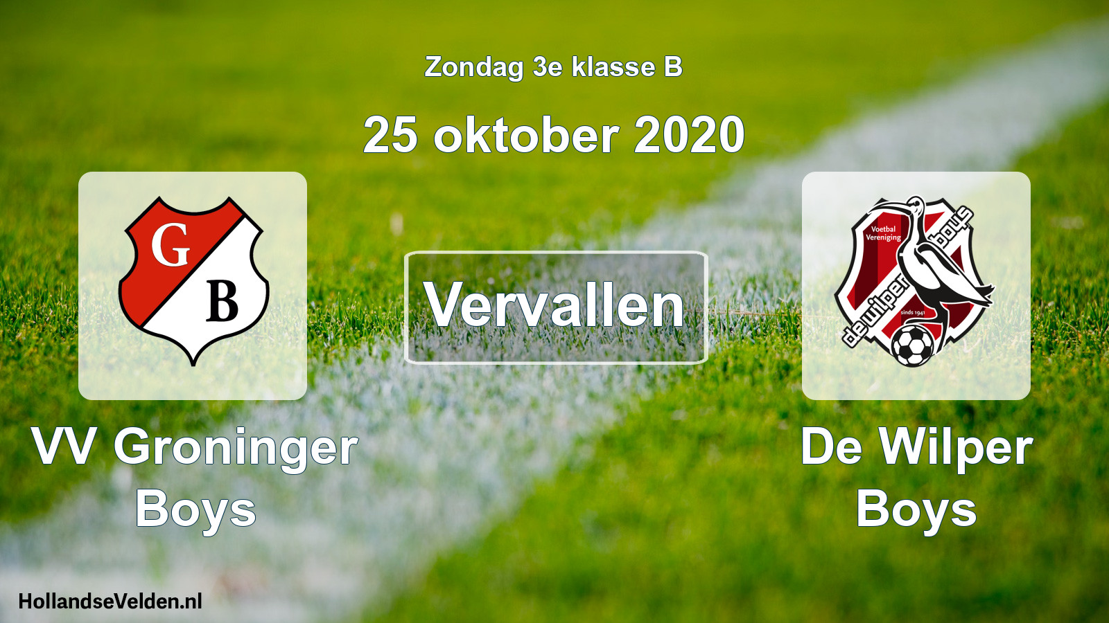Scheduled Match: VV Groninger Boys - De Wilper Boys (25 October 2020)