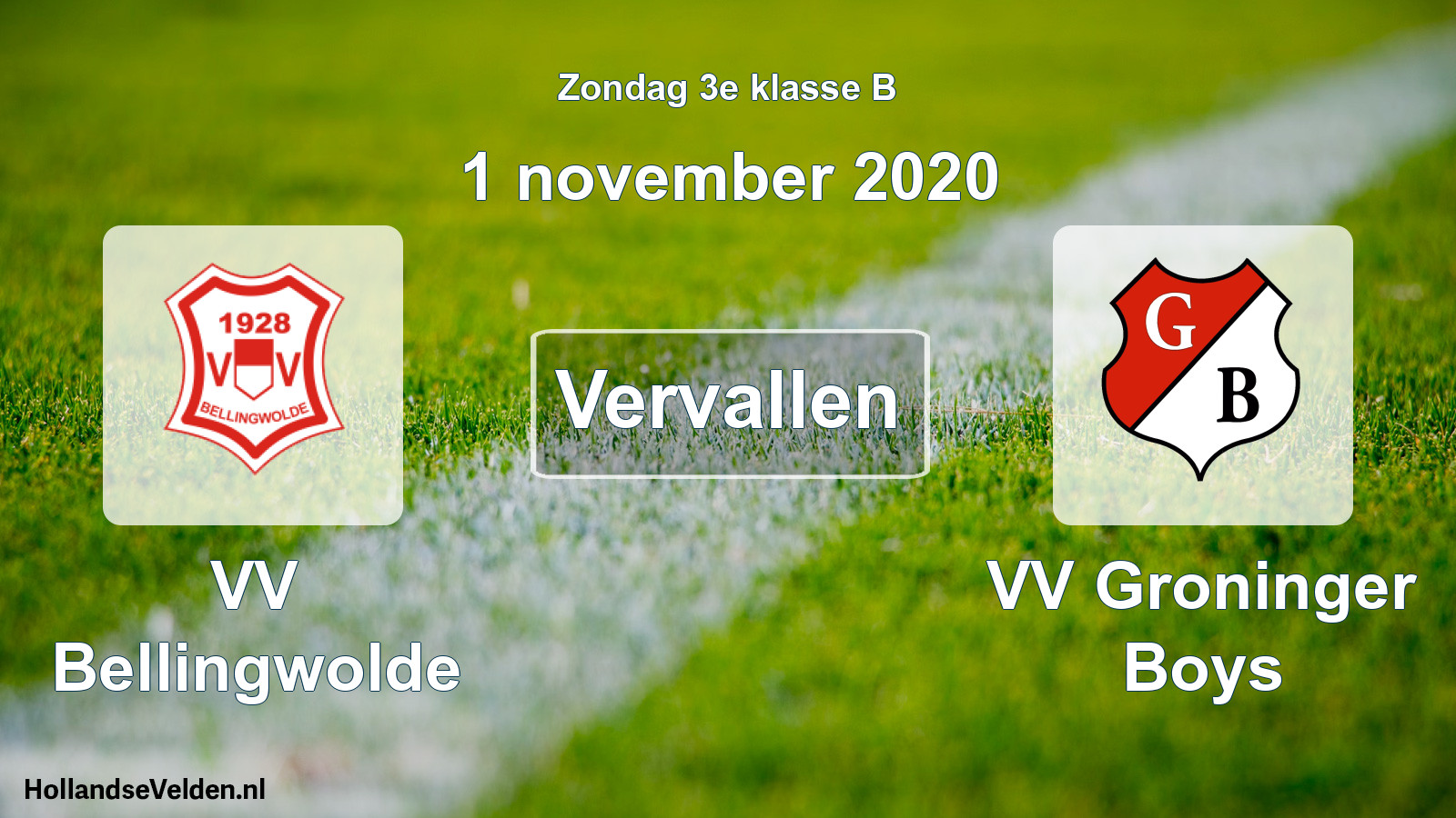 Scheduled Match: VV Bellingwolde - VV Groninger Boys (1 November 2020)