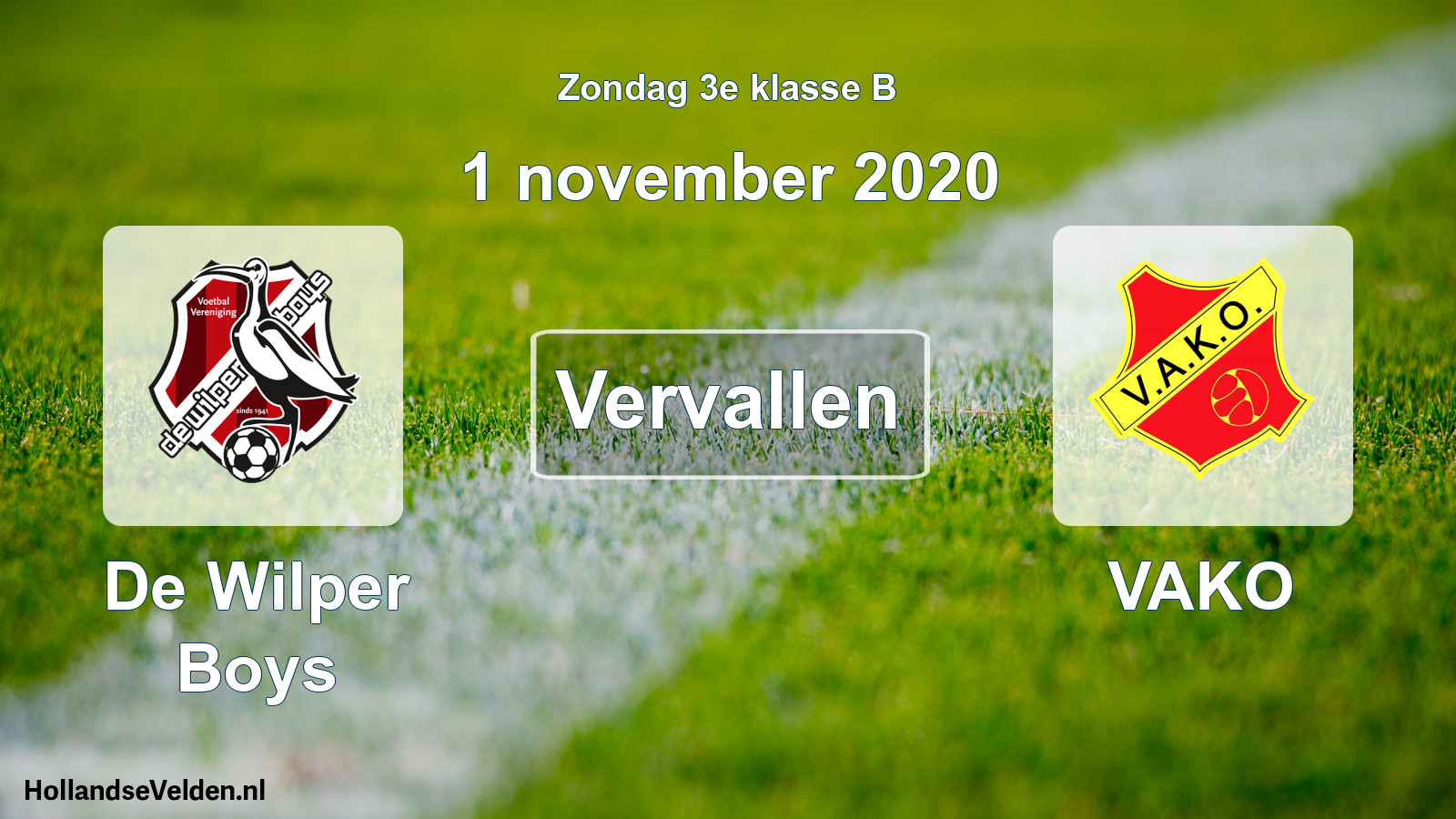 Scheduled Match: De Wilper Boys - VAKO (1 November 2020)