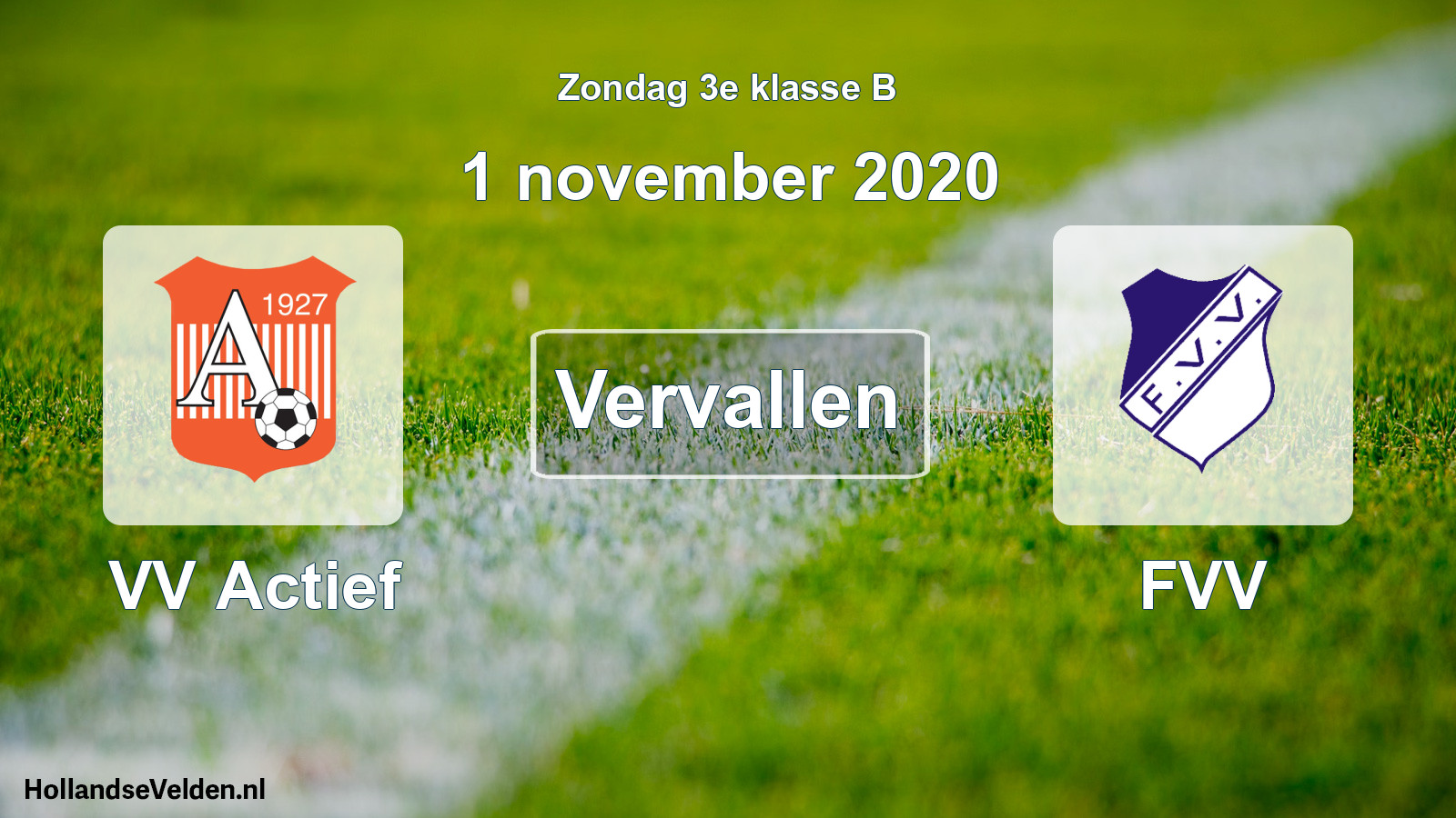 Scheduled Match: VV Actief - FVV (1 November 2020)