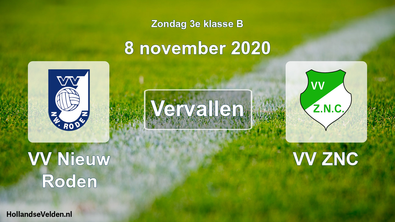 Scheduled Match: VV Nieuw Roden - VV ZNC (8 November 2020)