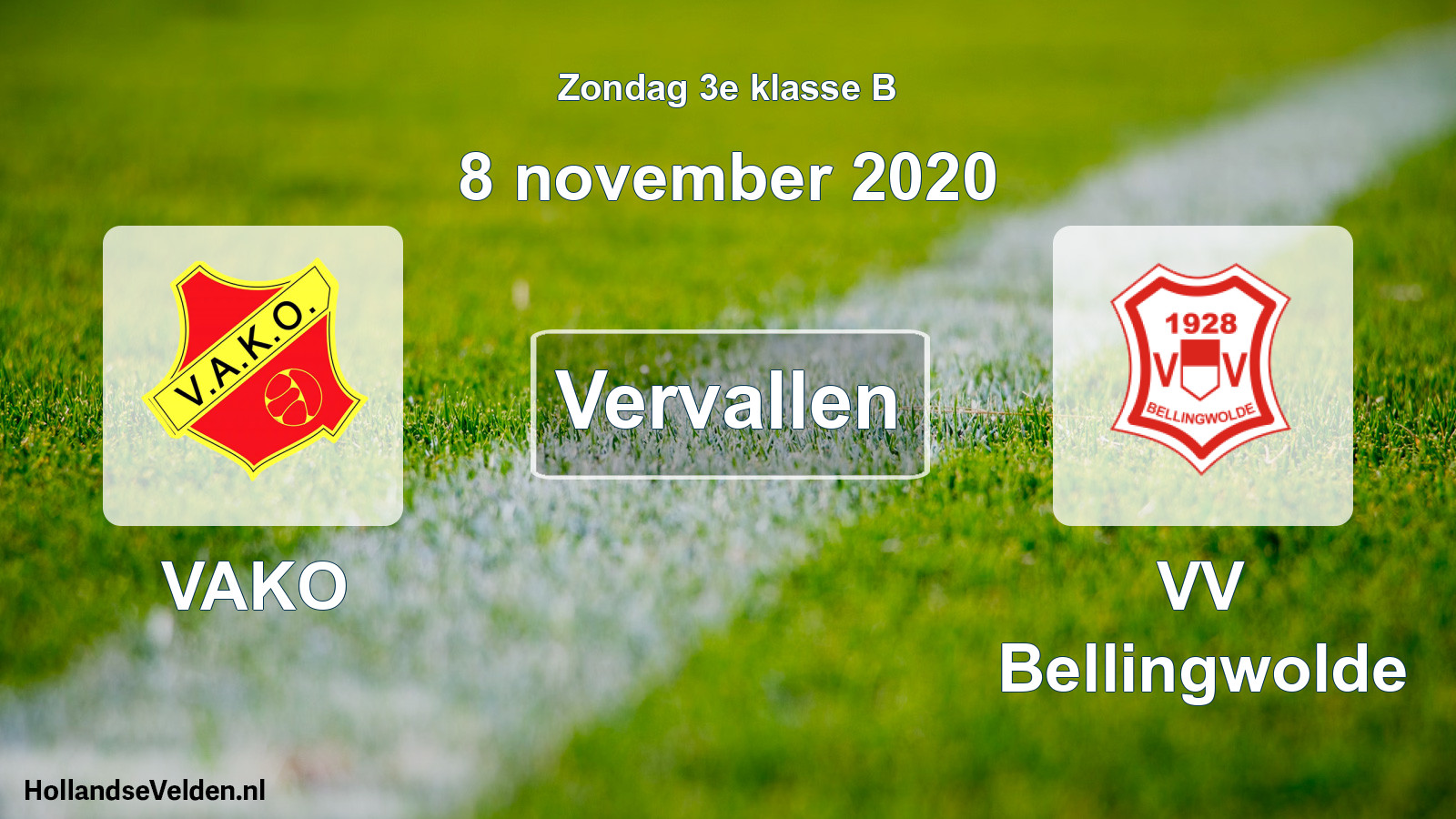 Scheduled Match: VAKO - VV Bellingwolde (8 November 2020)