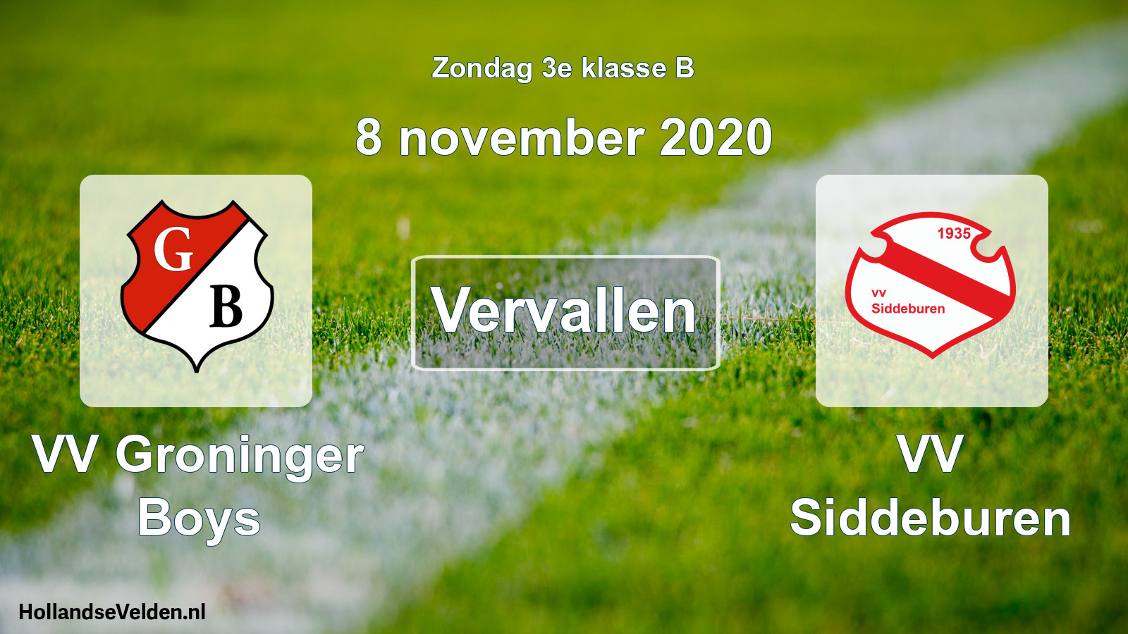 Scheduled Match: VV Groninger Boys - VV Siddeburen (8 November 2020)