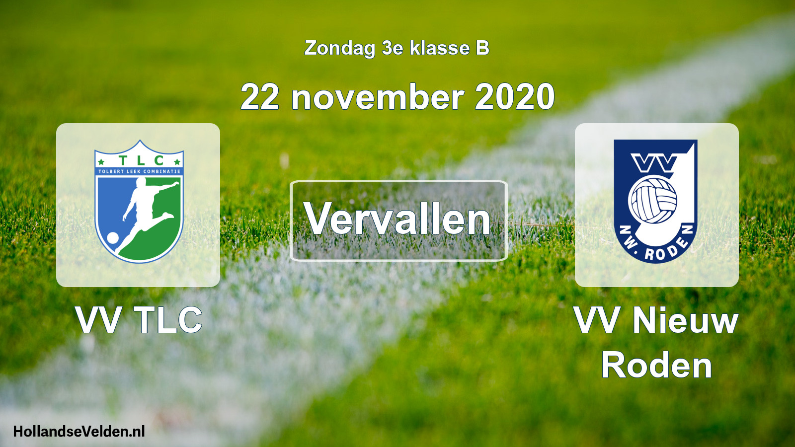 Scheduled Match: VV TLC - VV Nieuw Roden (22 November 2020)