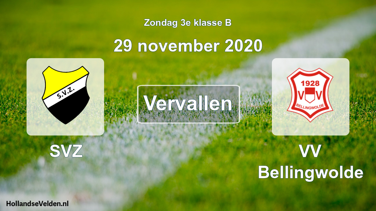 Scheduled Match: SVZ - VV Bellingwolde (29 November 2020)
