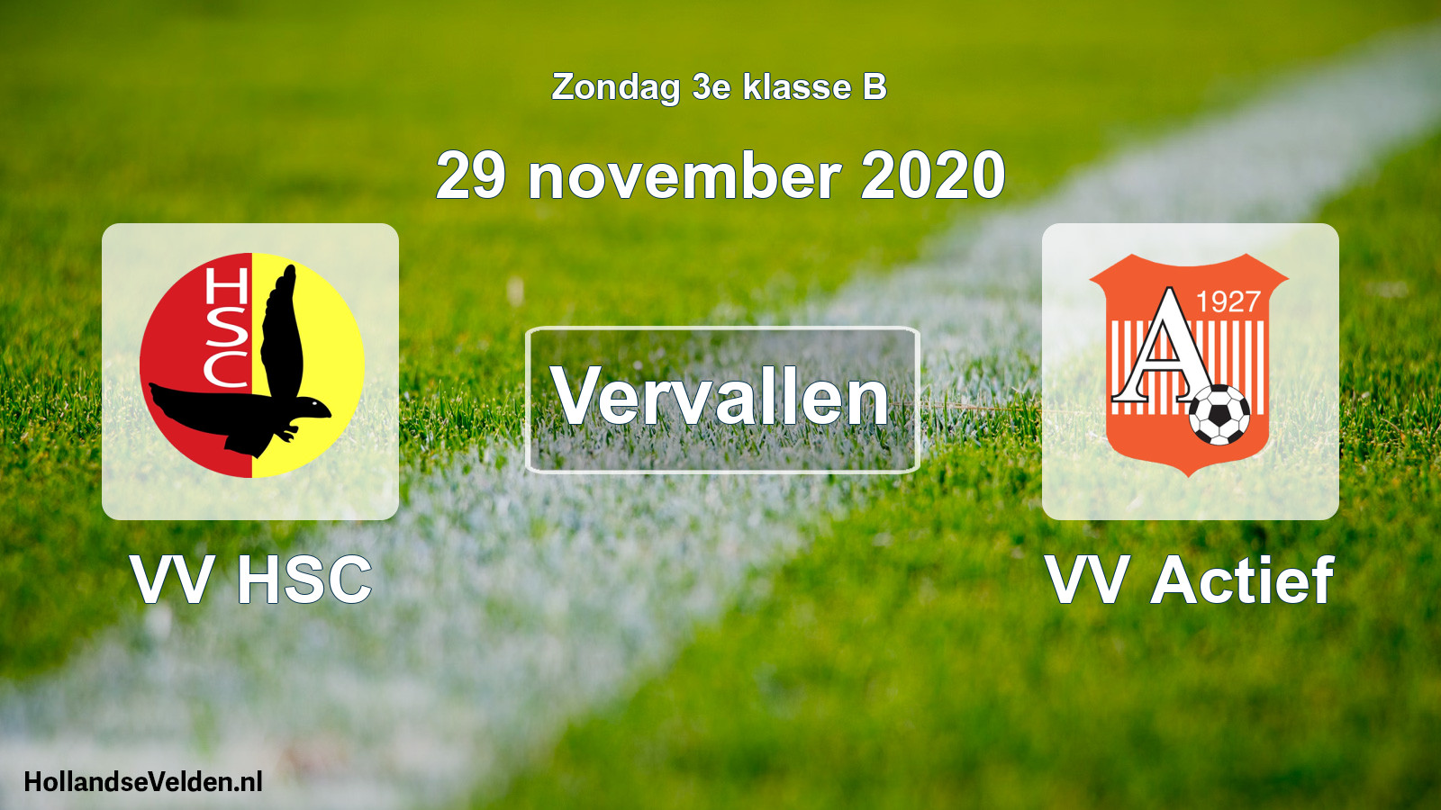 Scheduled Match: VV HSC - VV Actief (29 November 2020)