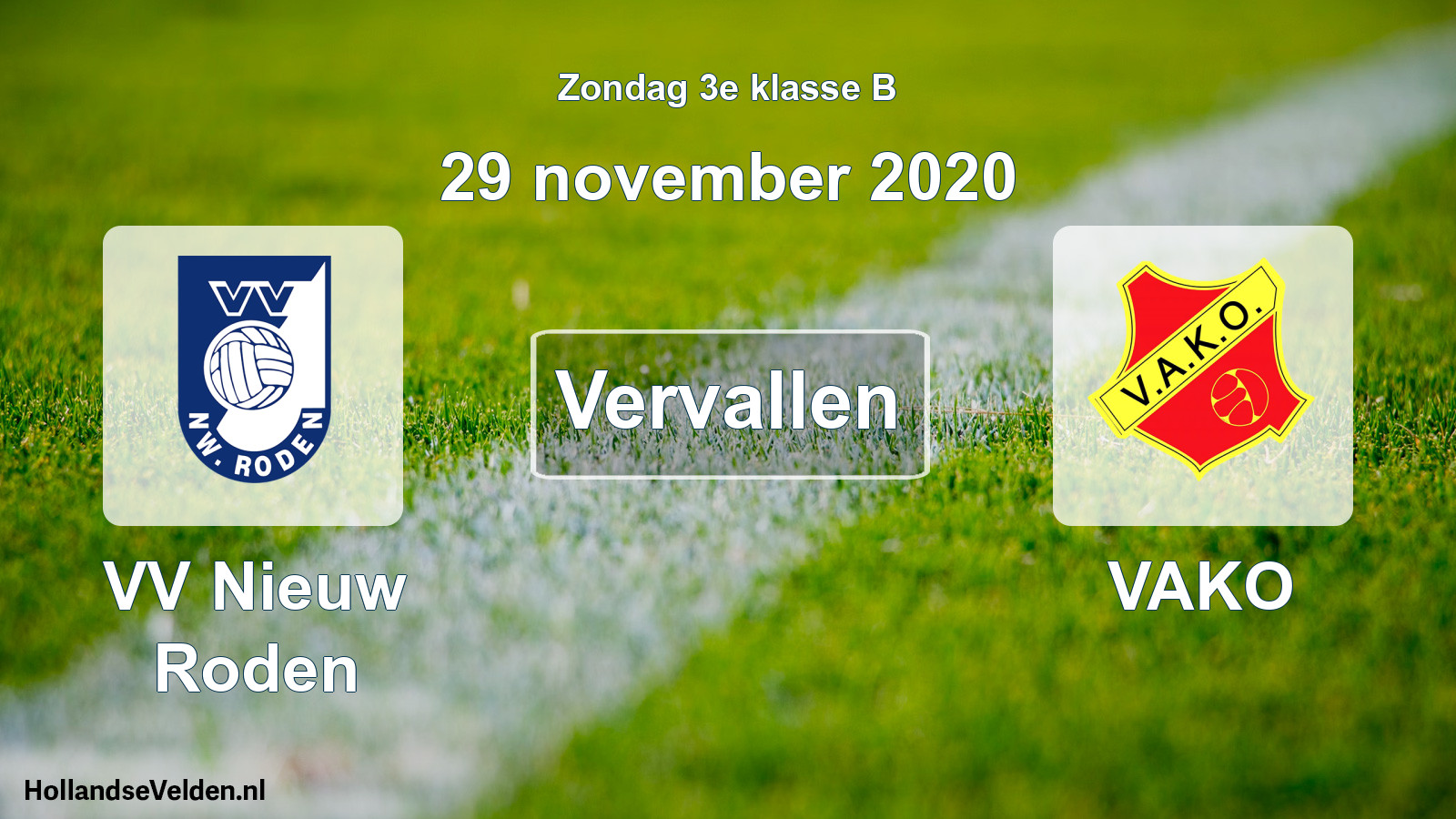 Scheduled Match: VV Nieuw Roden - VAKO (29 November 2020)