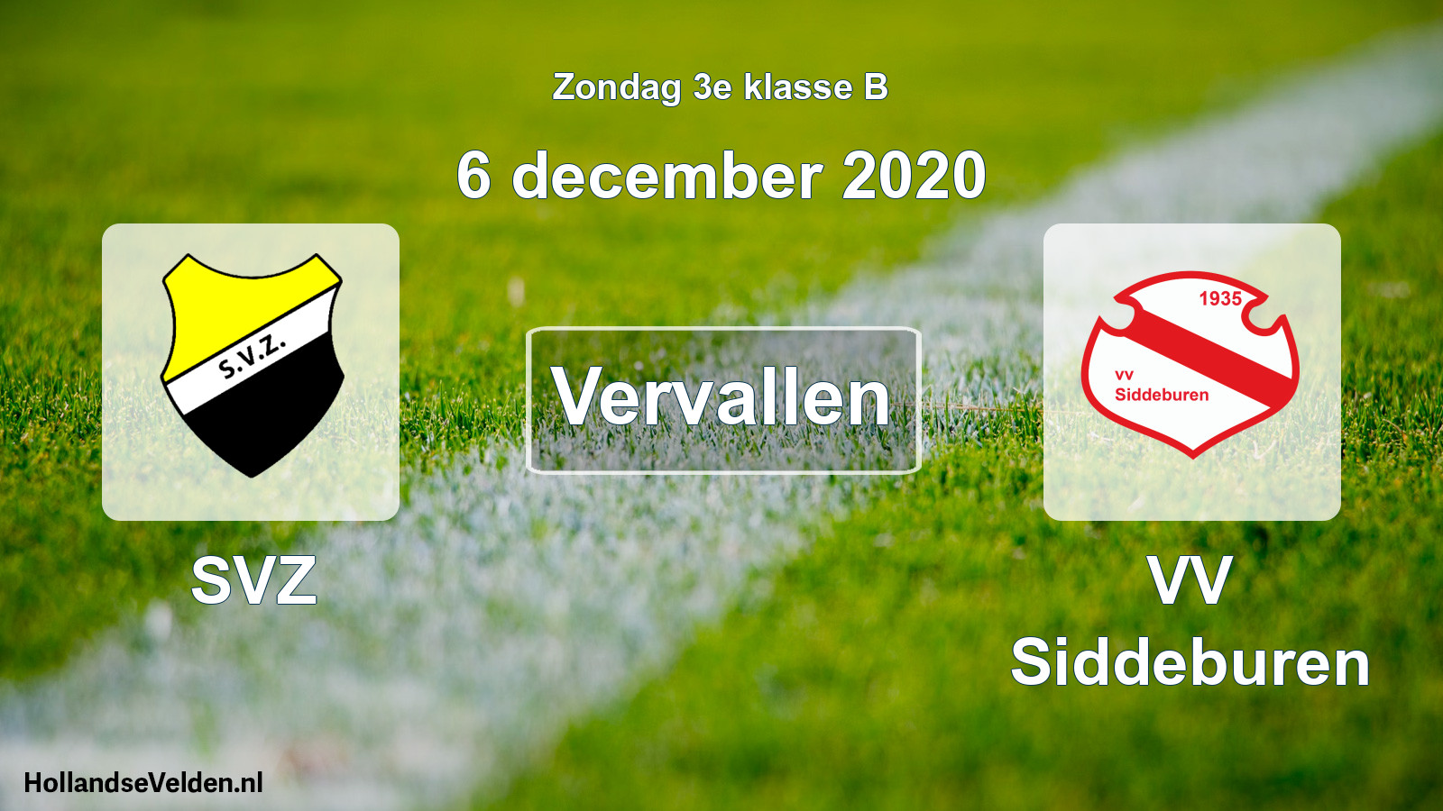 Scheduled Match: SVZ - VV Siddeburen (6 December 2020)
