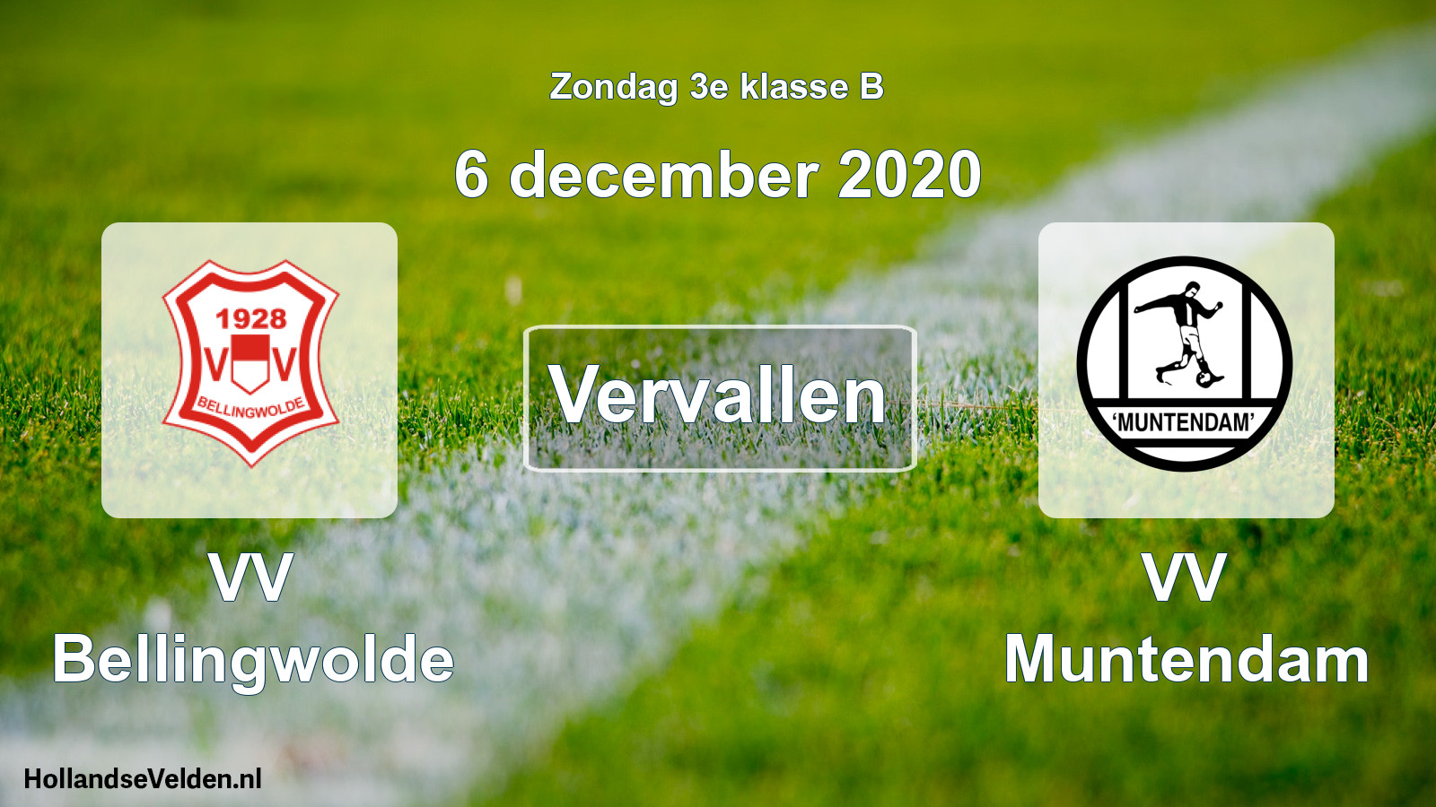 Scheduled Match: VV Bellingwolde - VV Muntendam (6 December 2020)