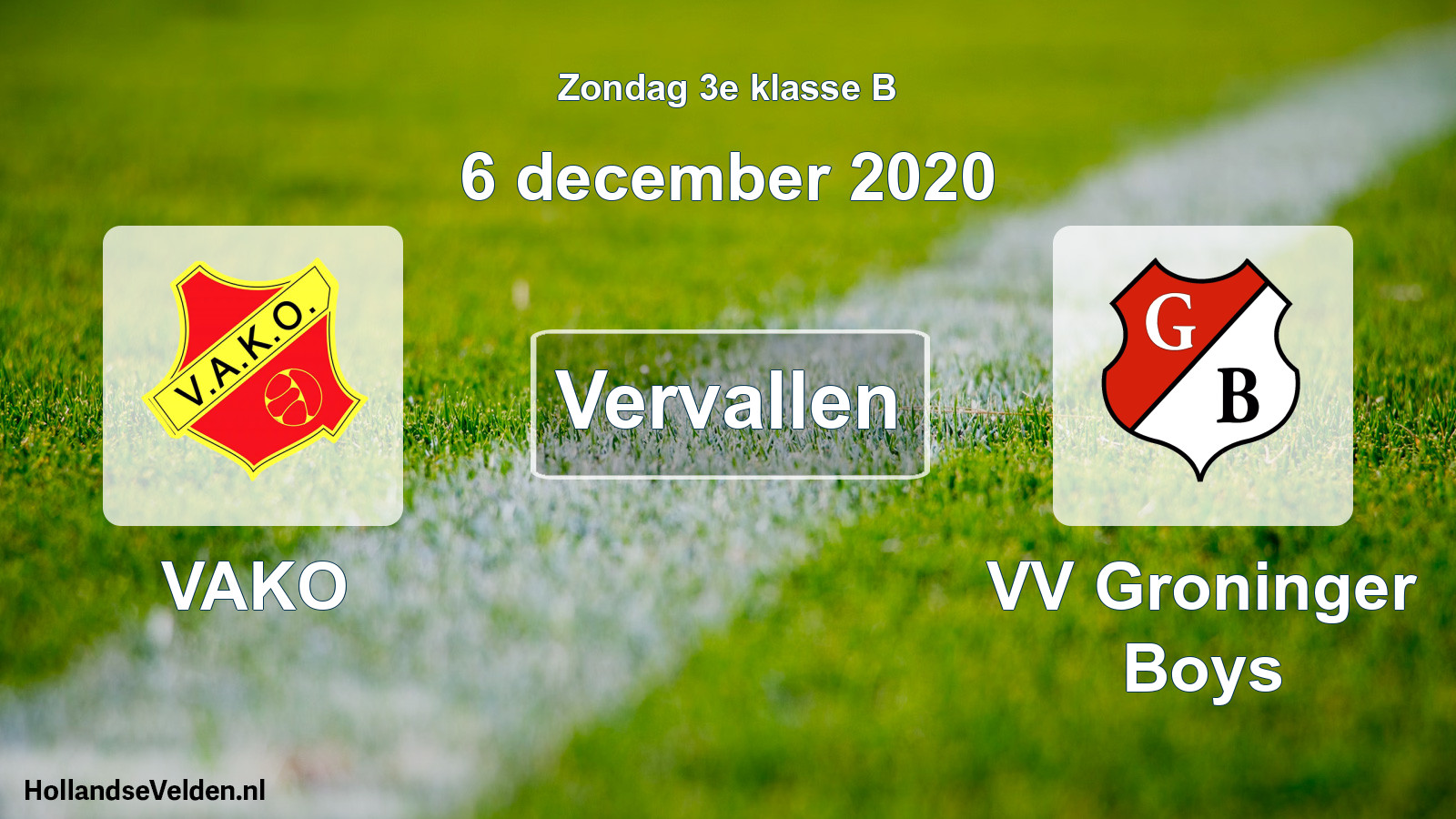 Scheduled Match: VAKO - VV Groninger Boys (6 December 2020)