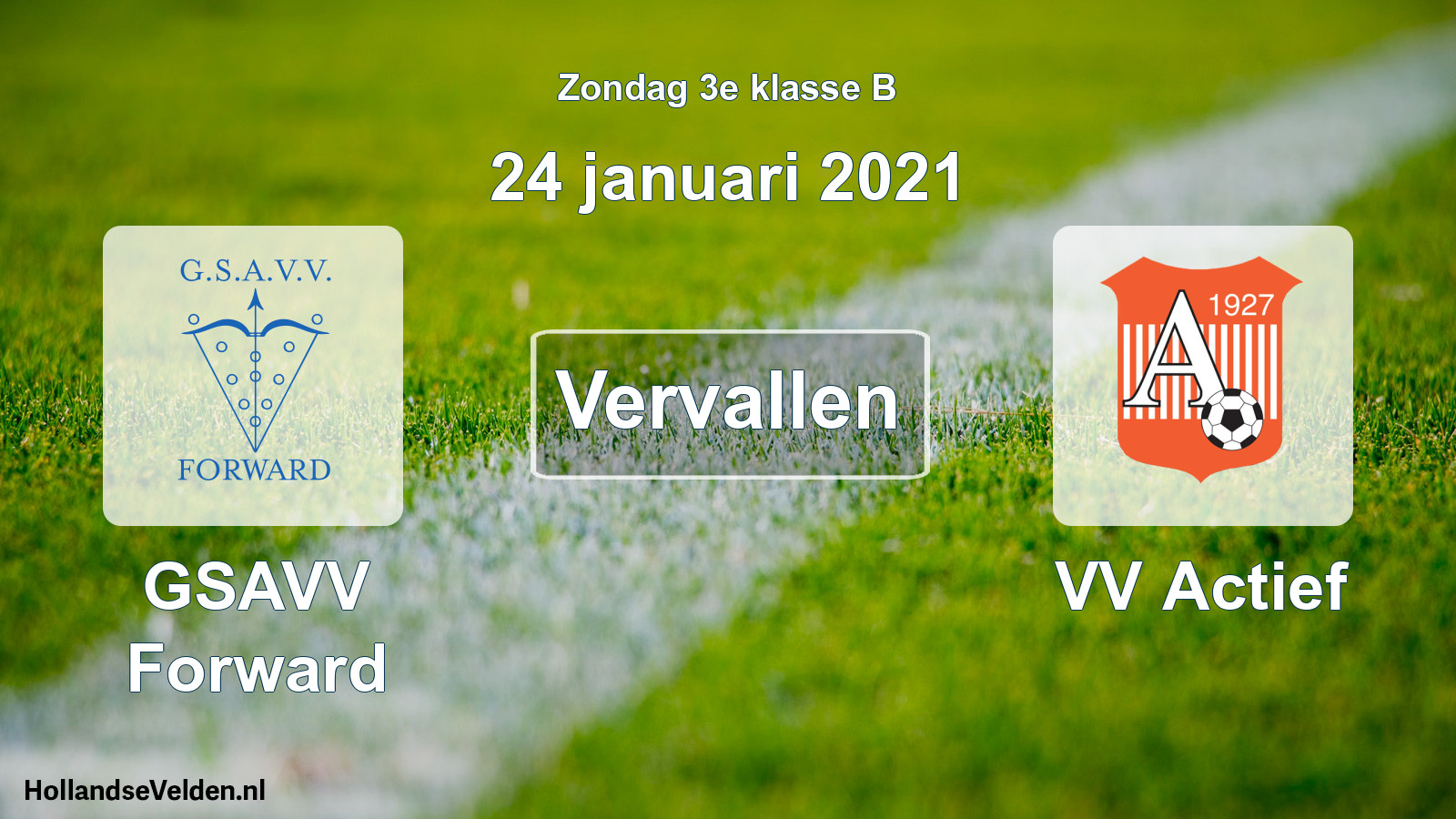 Scheduled Match: GSAVV Forward - VV Actief (24 January 2021)