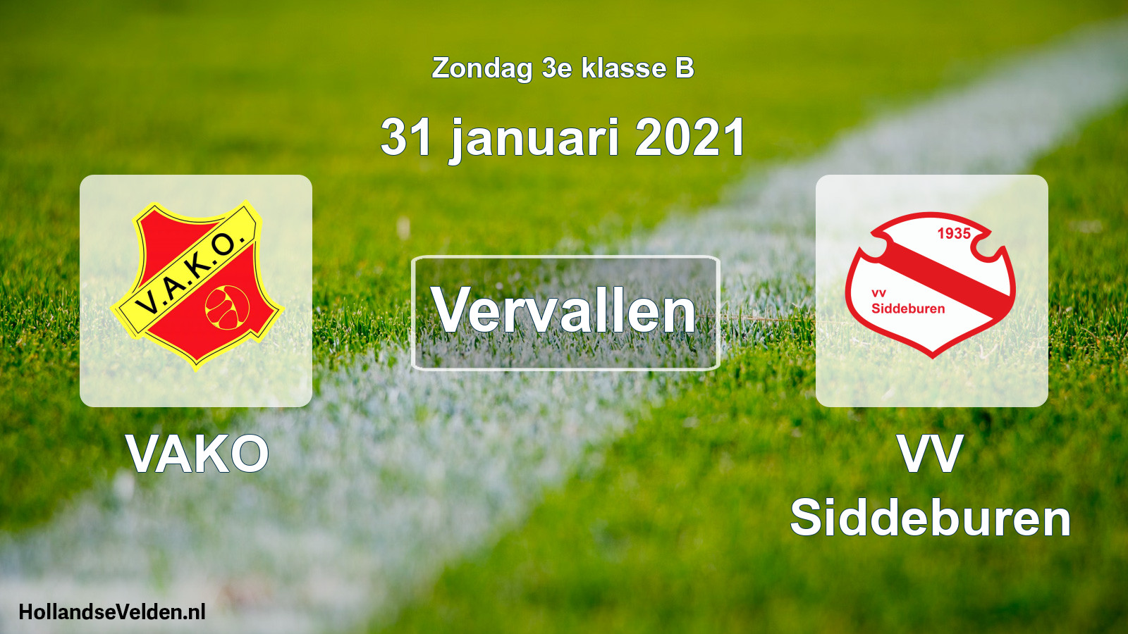 Scheduled Match: VAKO - VV Siddeburen (31 January 2021)