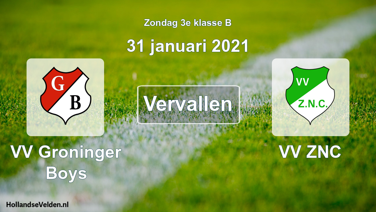 Scheduled Match: VV Groninger Boys - VV ZNC (31 January 2021)