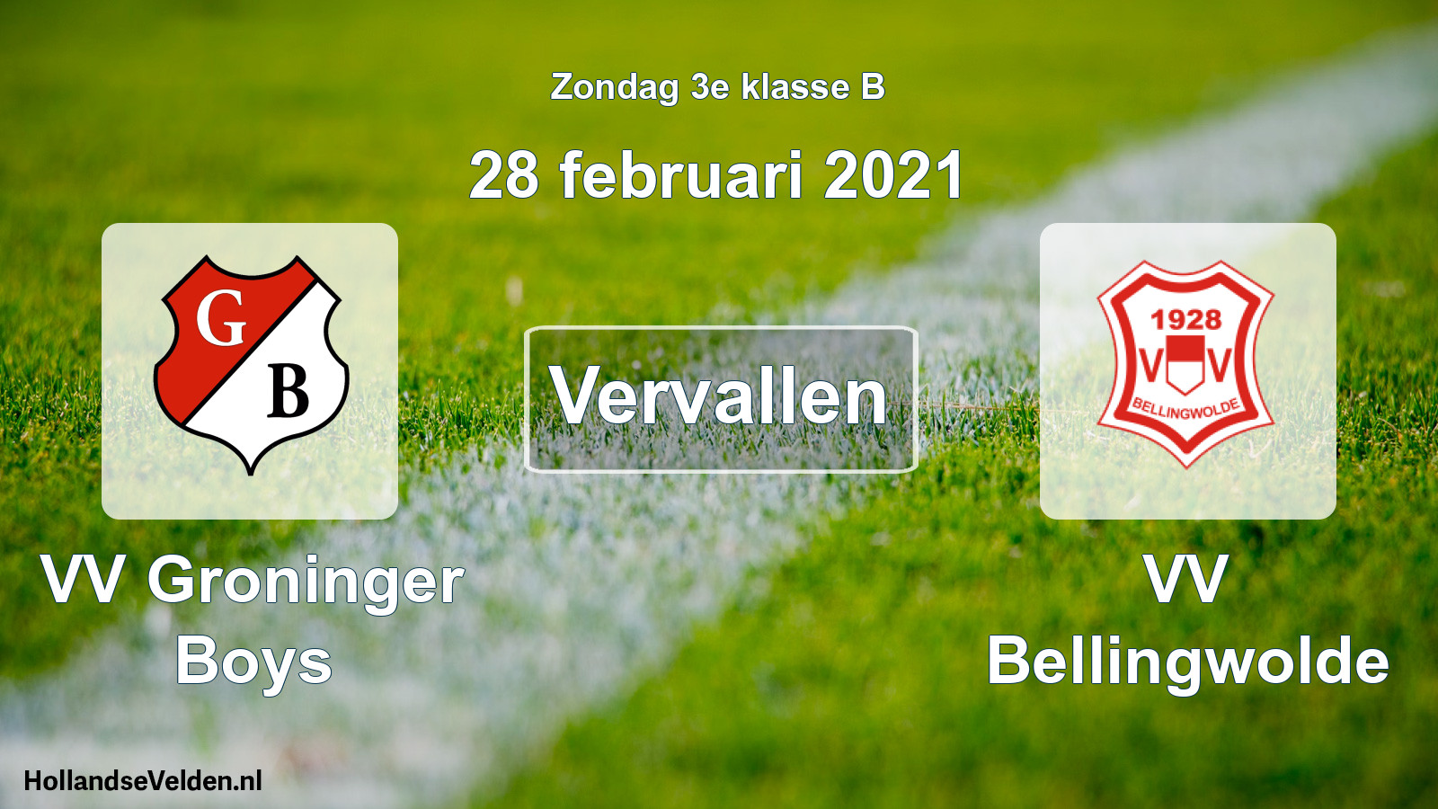 Scheduled Match: VV Groninger Boys - VV Bellingwolde (28 February 2021)