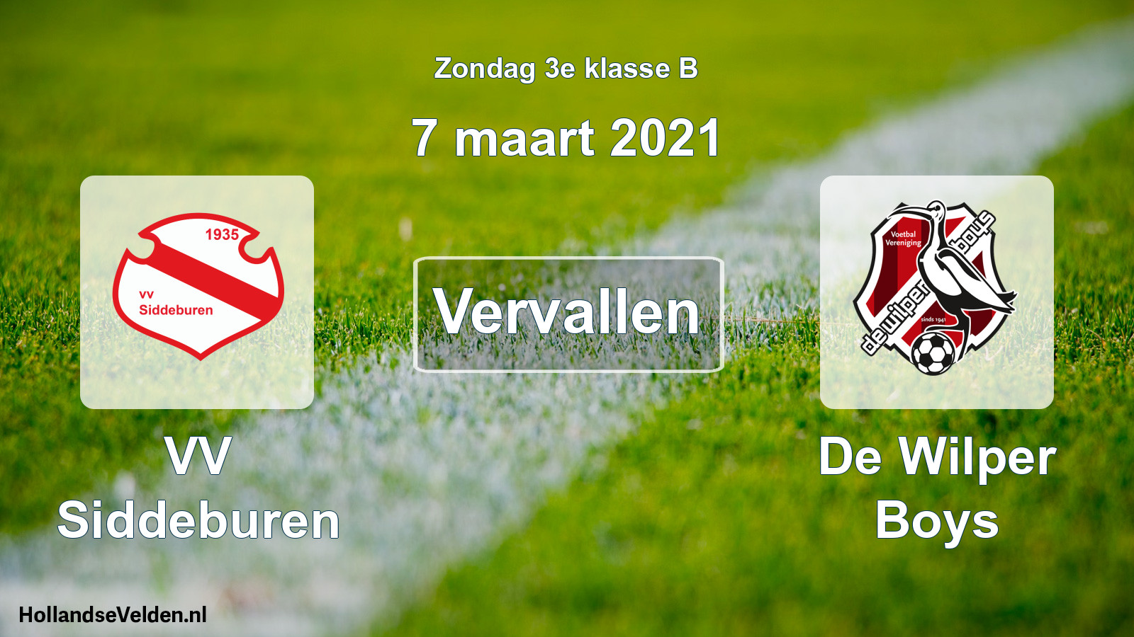 Scheduled Match: VV Siddeburen - De Wilper Boys (7 March 2021)