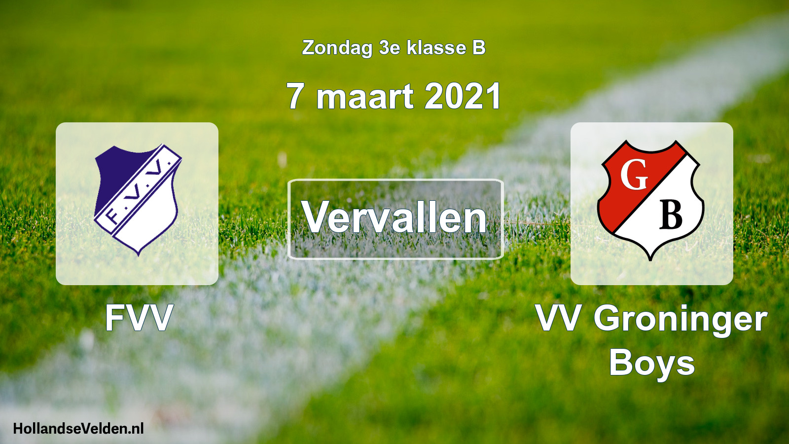 Scheduled Match: FVV - VV Groninger Boys (7 March 2021)