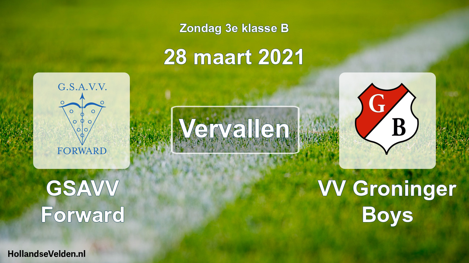 Scheduled Match: GSAVV Forward - VV Groninger Boys (28 March 2021)